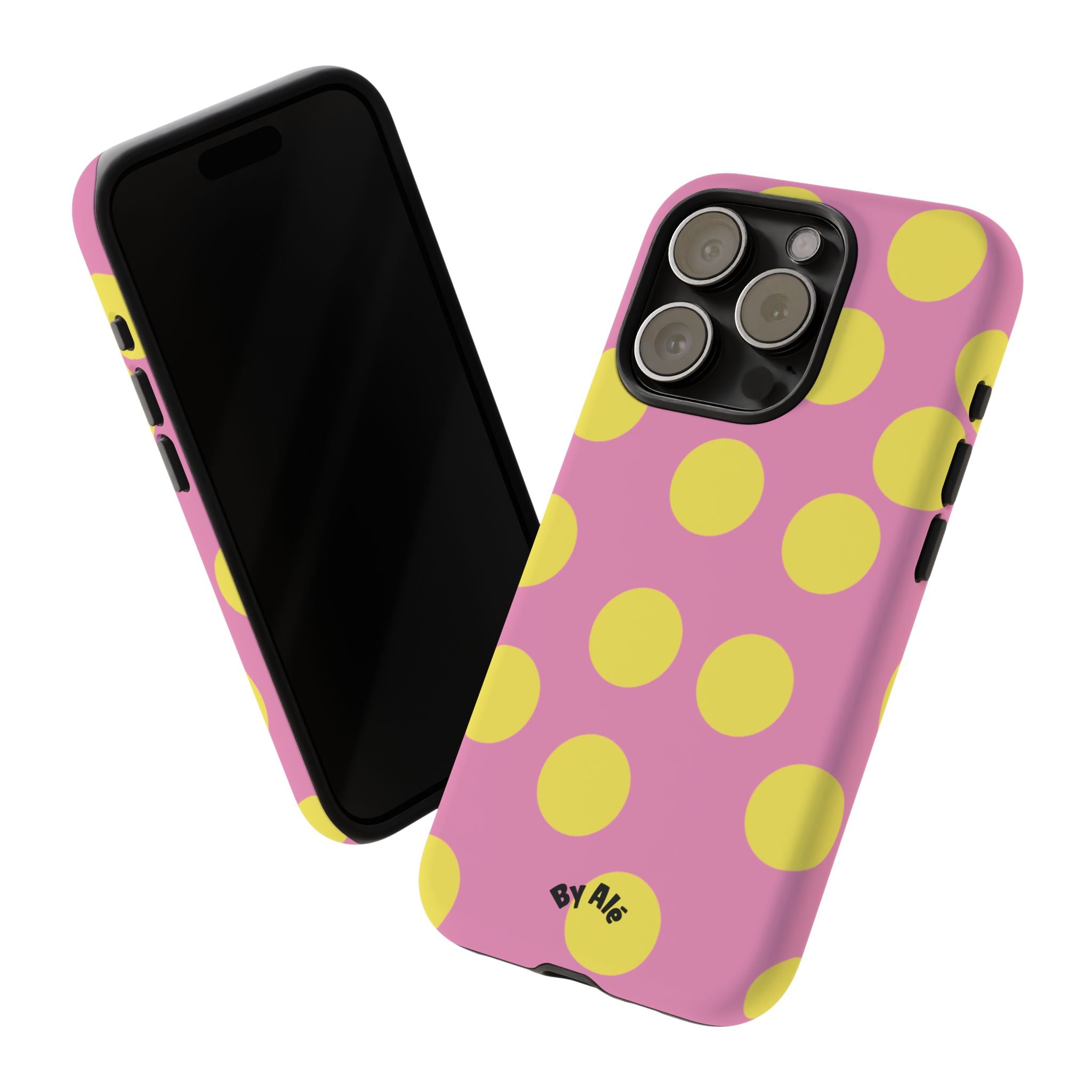 Yellow Polka Dot Tough Phone Case — Cute Pink Protective Cover