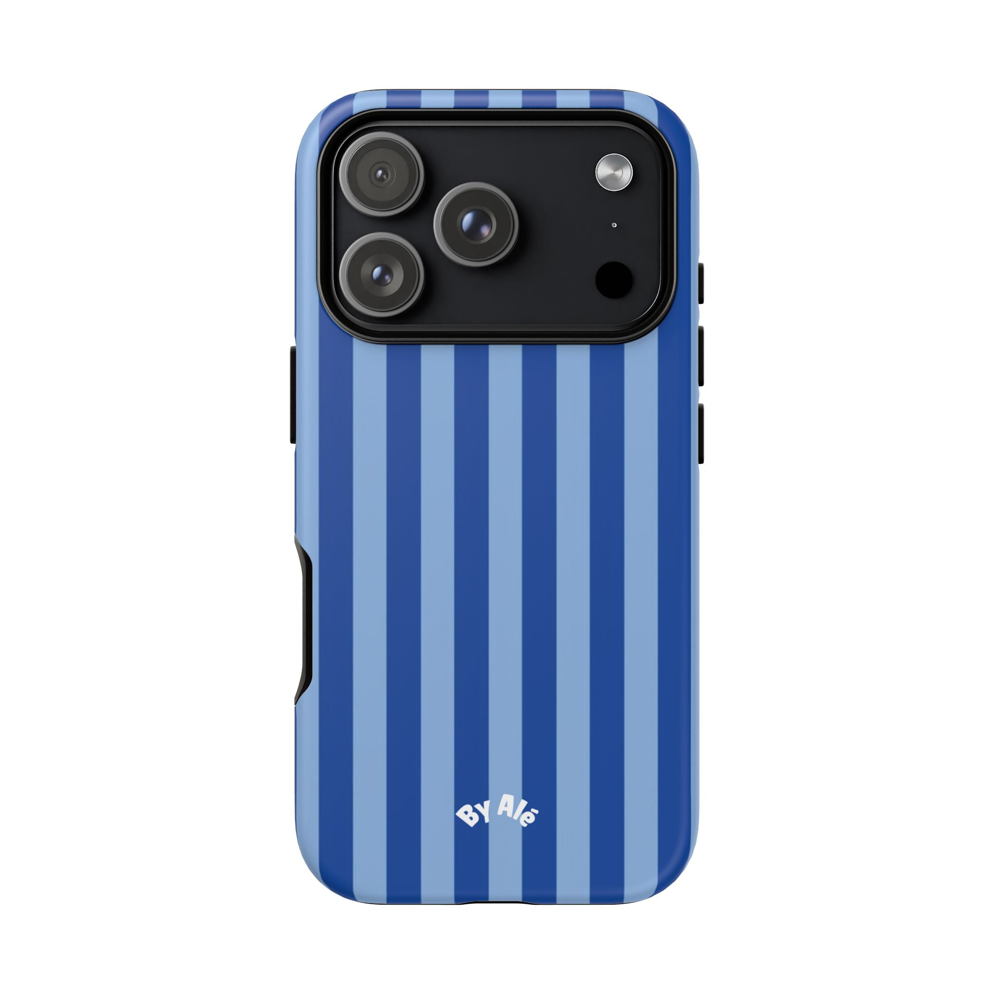 Blue Striped Tough Phone Case — Durable Protective iPhone Cover