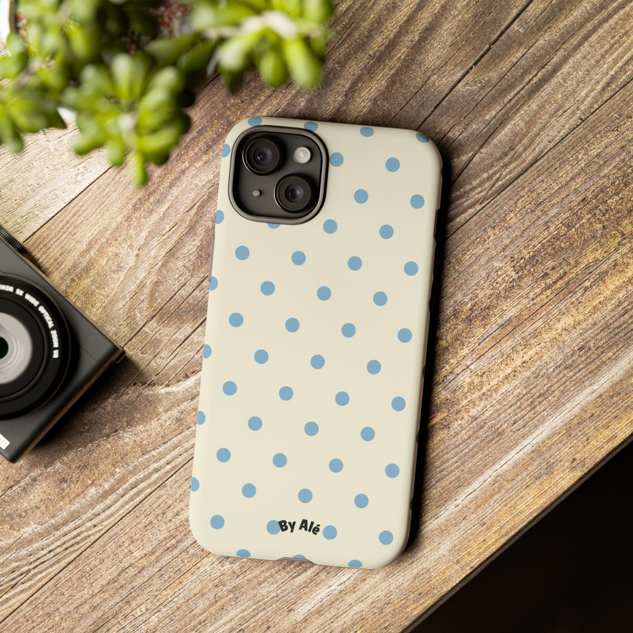Pastel Blue Polka Dot Tough Phone Case — Cute Protective iPhone Cover