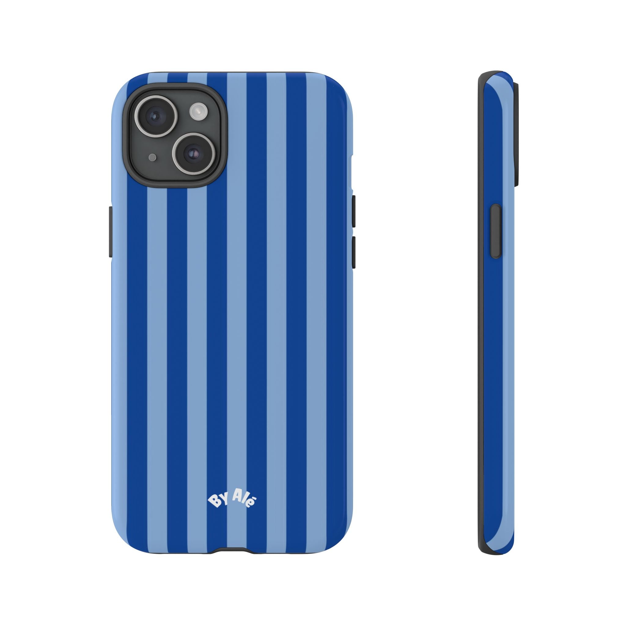 Blue Striped Tough Phone Case — Durable Protective iPhone Cover