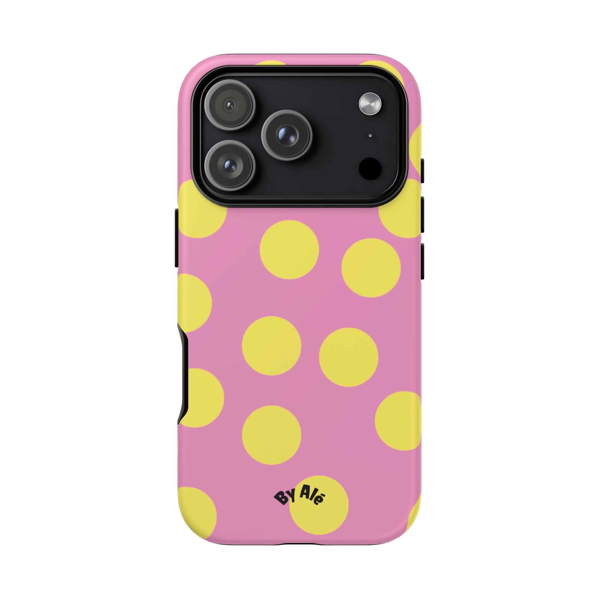 Yellow Polka Dot Tough Phone Case — Cute Pink Protective Cover
