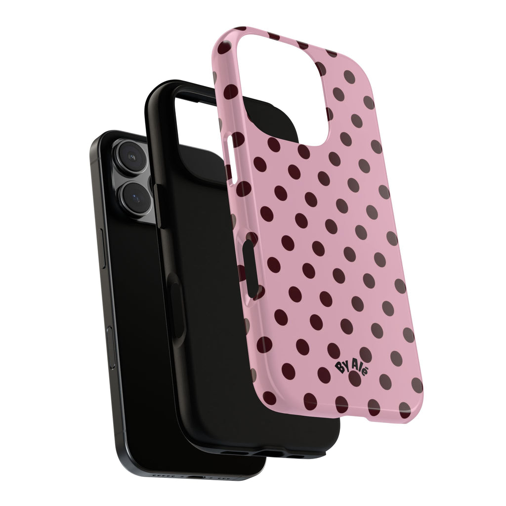 Pink Polka Dot Tough Phone Case – Protective iPhone Cover