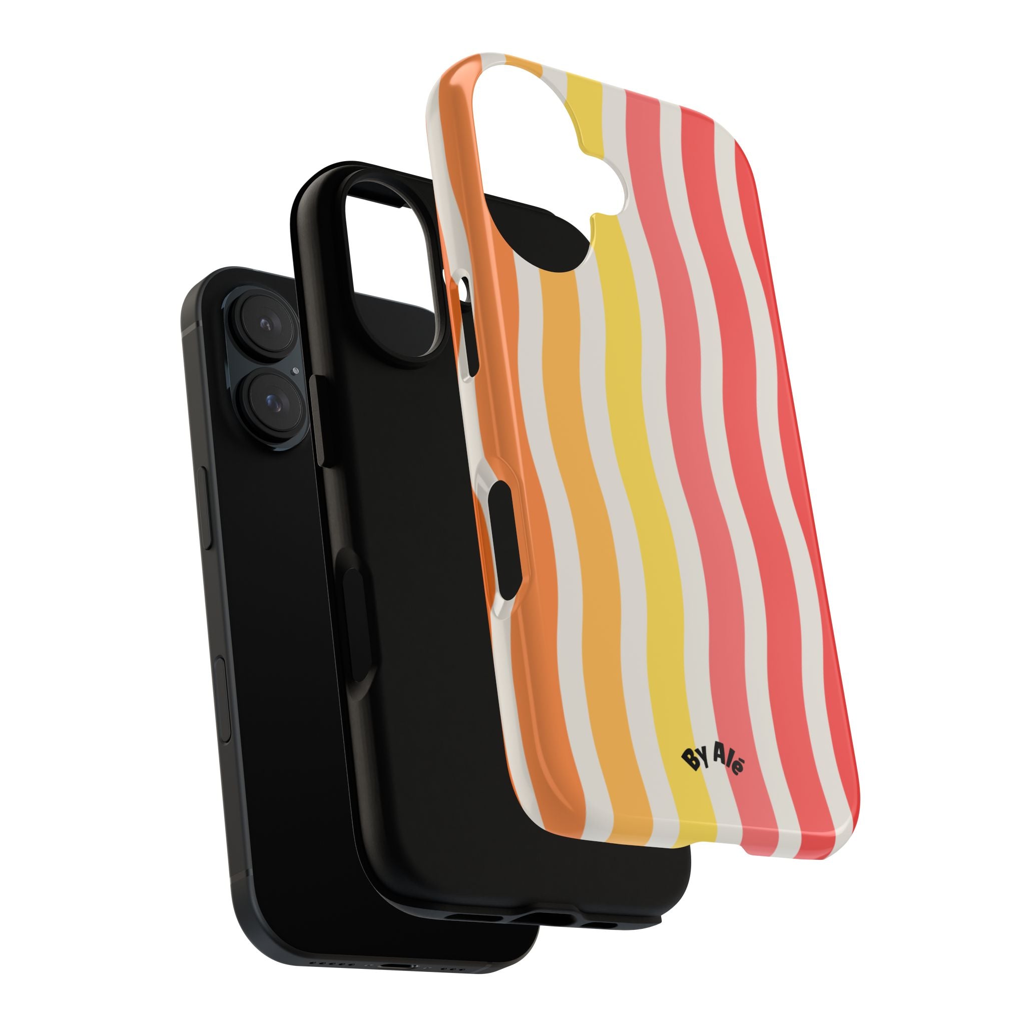 Retro Wavy Stripe Tough Phone Case — Red, Orange & Yellow Groove Design