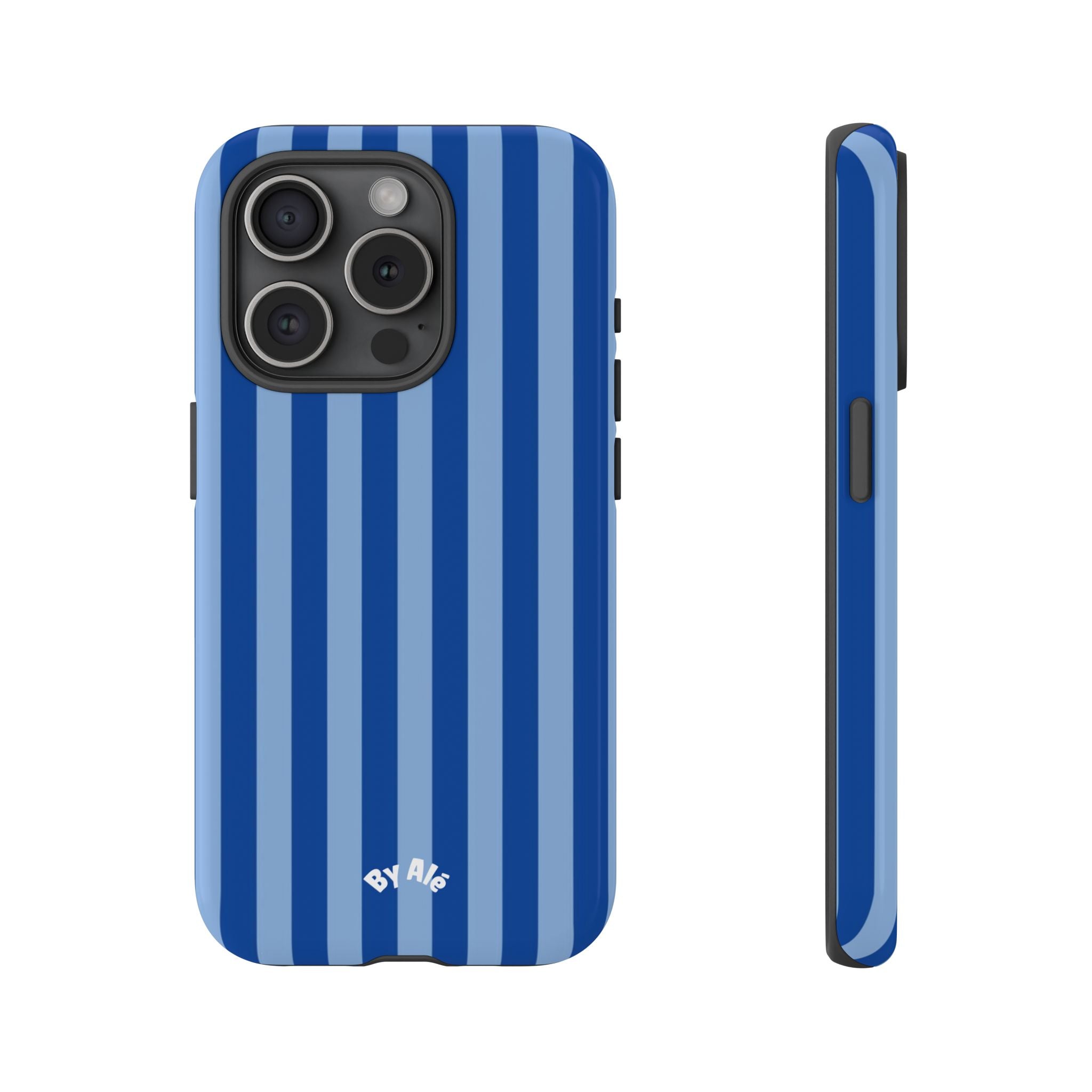Blue Striped Tough Phone Case — Durable Protective iPhone Cover