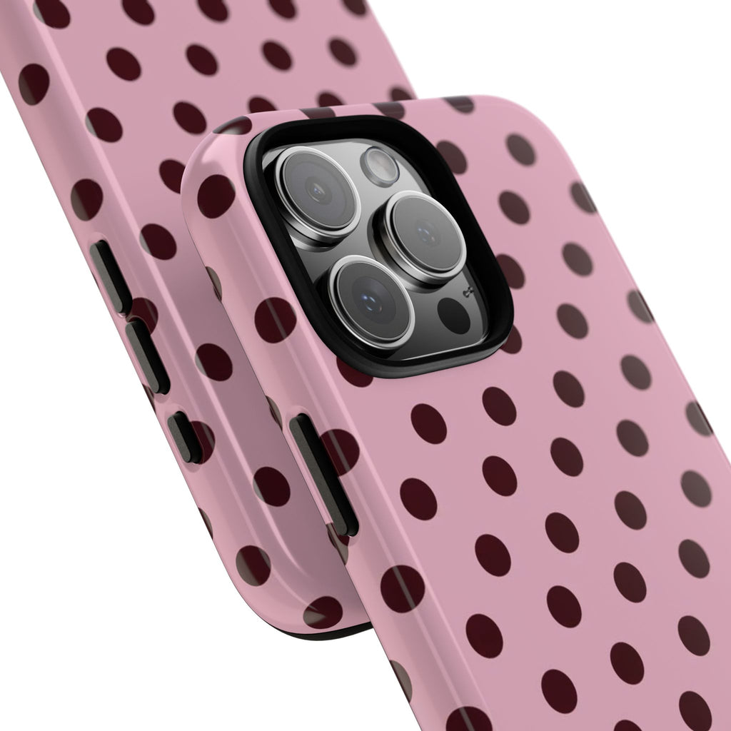 Pink Polka Dot Tough Phone Case – Protective iPhone Cover