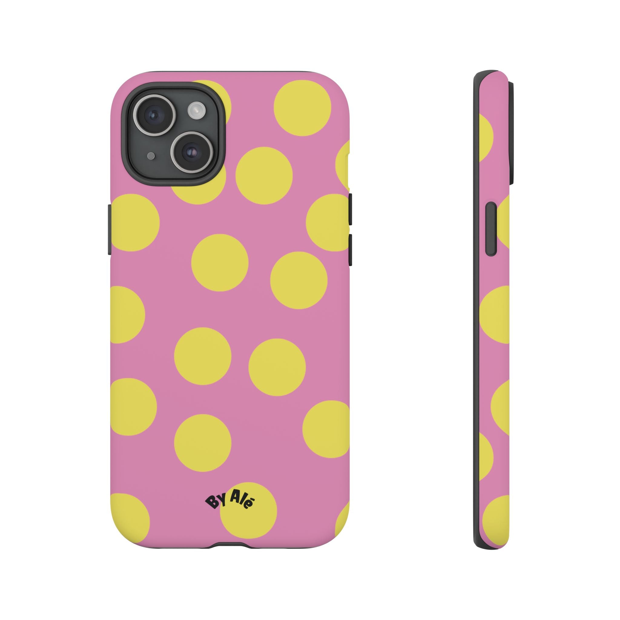 Yellow Polka Dot Tough Phone Case — Cute Pink Protective Cover