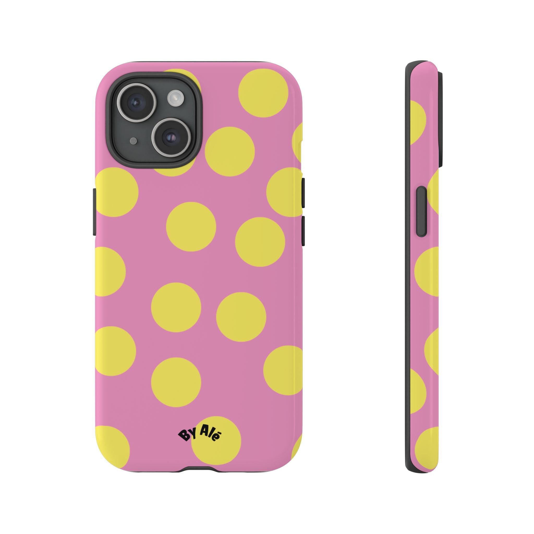 Yellow Polka Dot Tough Phone Case — Cute Pink Protective Cover