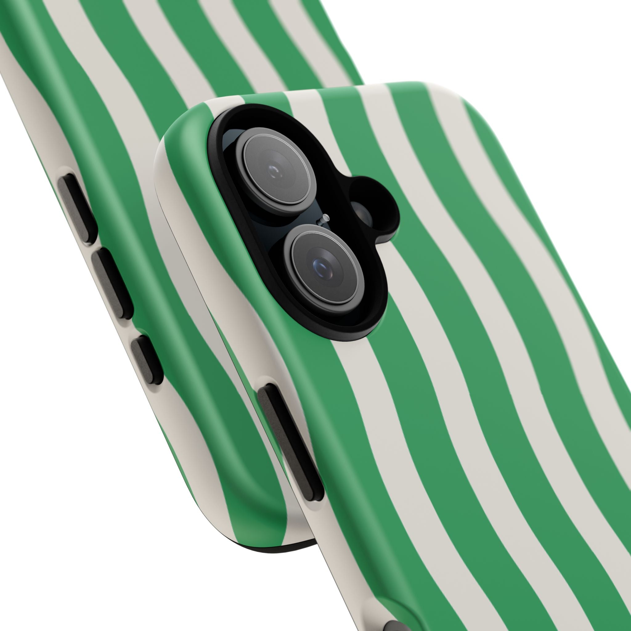Green Wavy Stripe Tough Phone Case — Protective iPhone Cover with Retro Wave Pattern