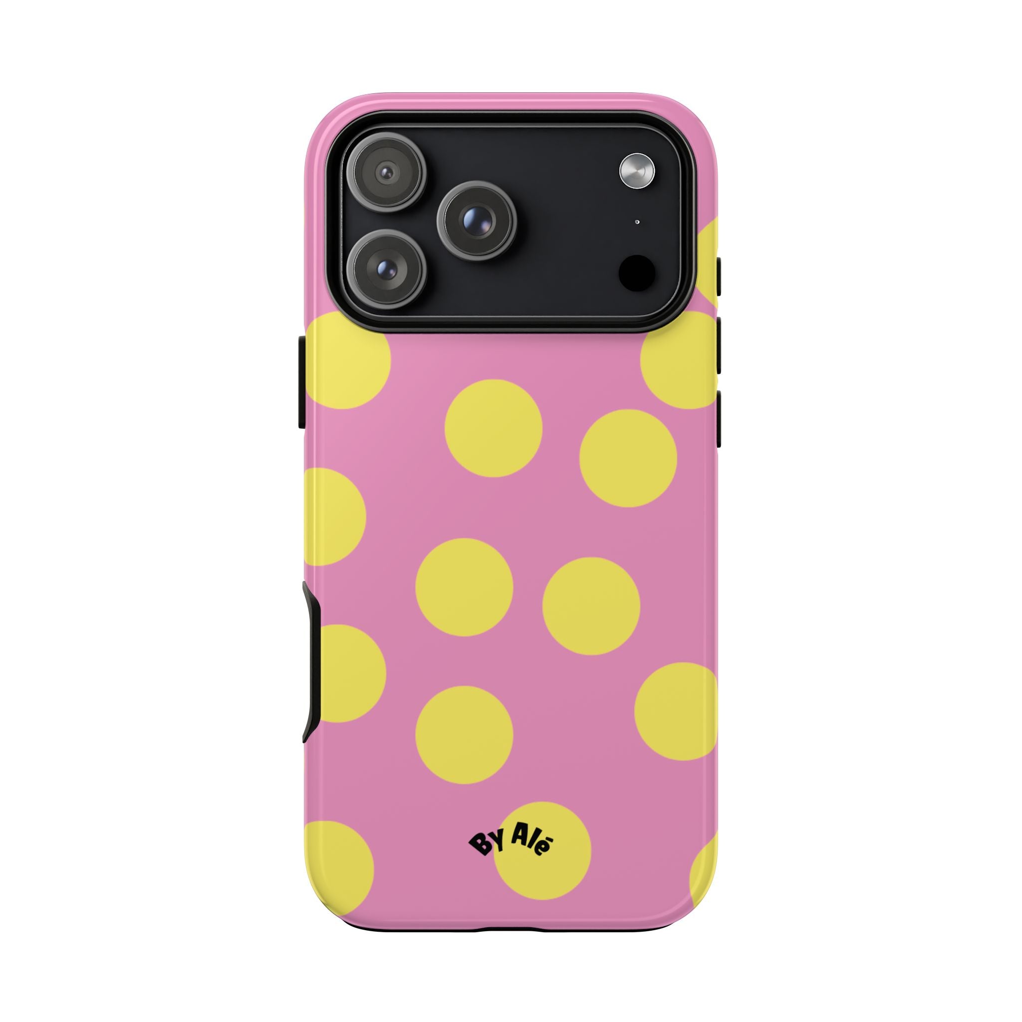 Yellow Polka Dot Tough Phone Case — Cute Pink Protective Cover
