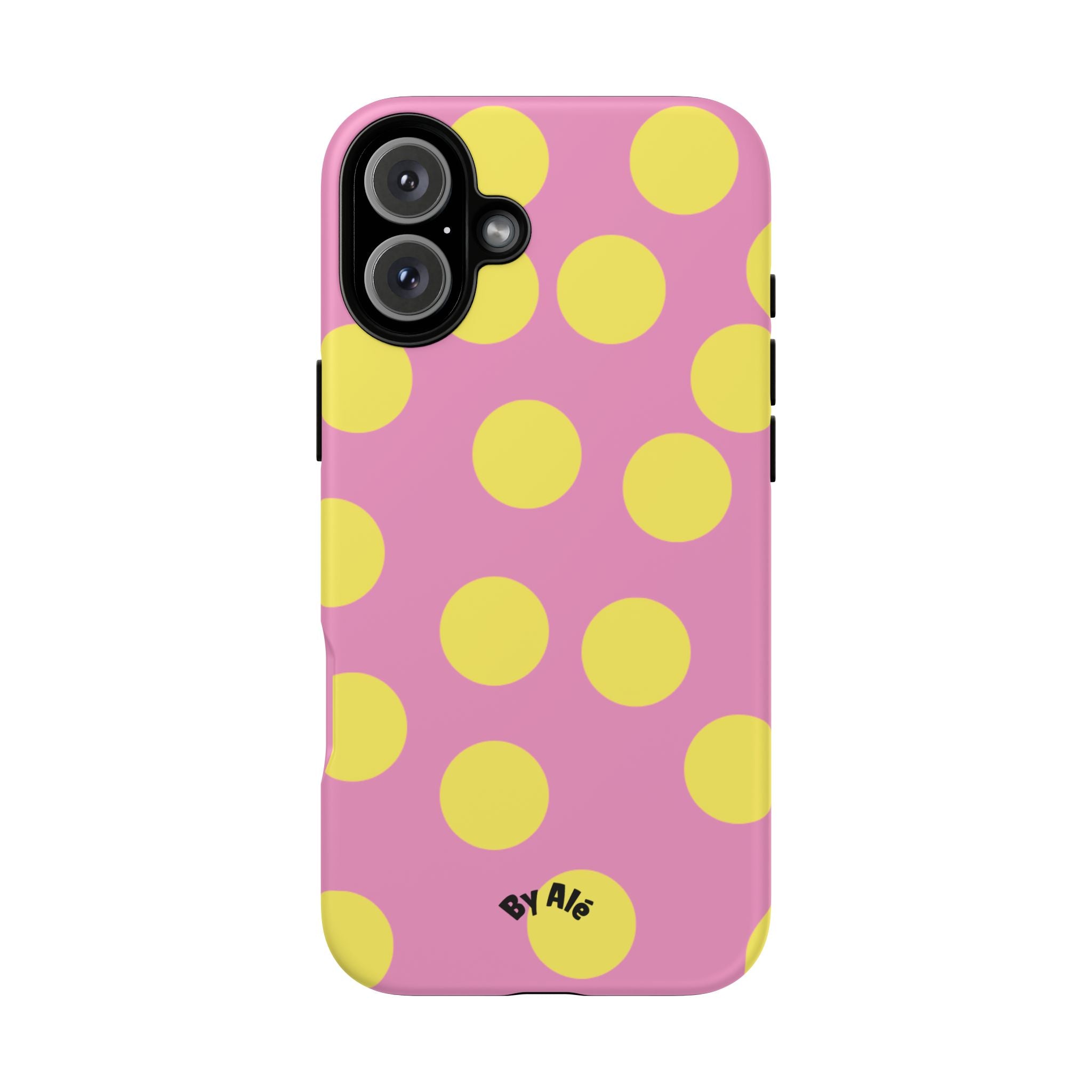 Yellow Polka Dot Tough Phone Case — Cute Pink Protective Cover