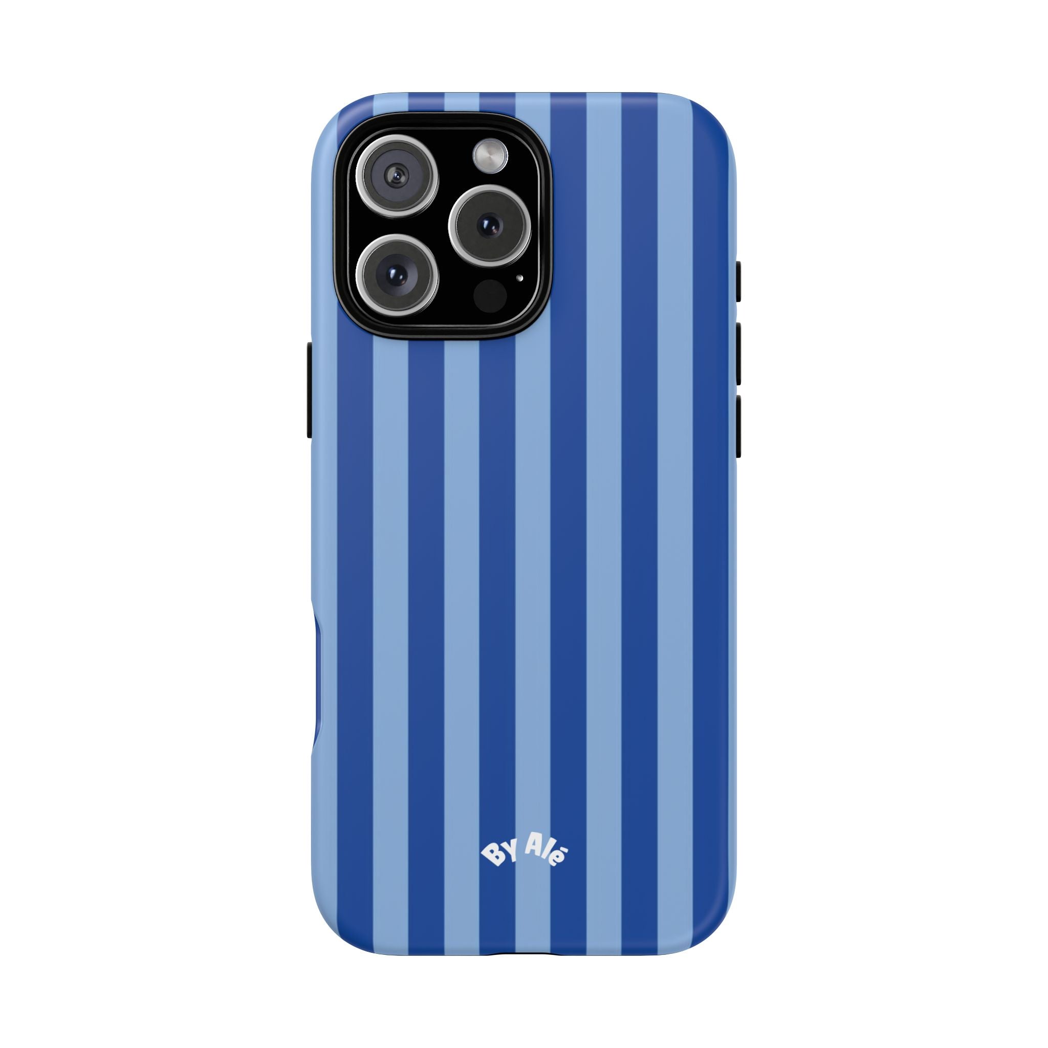 Blue Striped Tough Phone Case — Durable Protective iPhone Cover