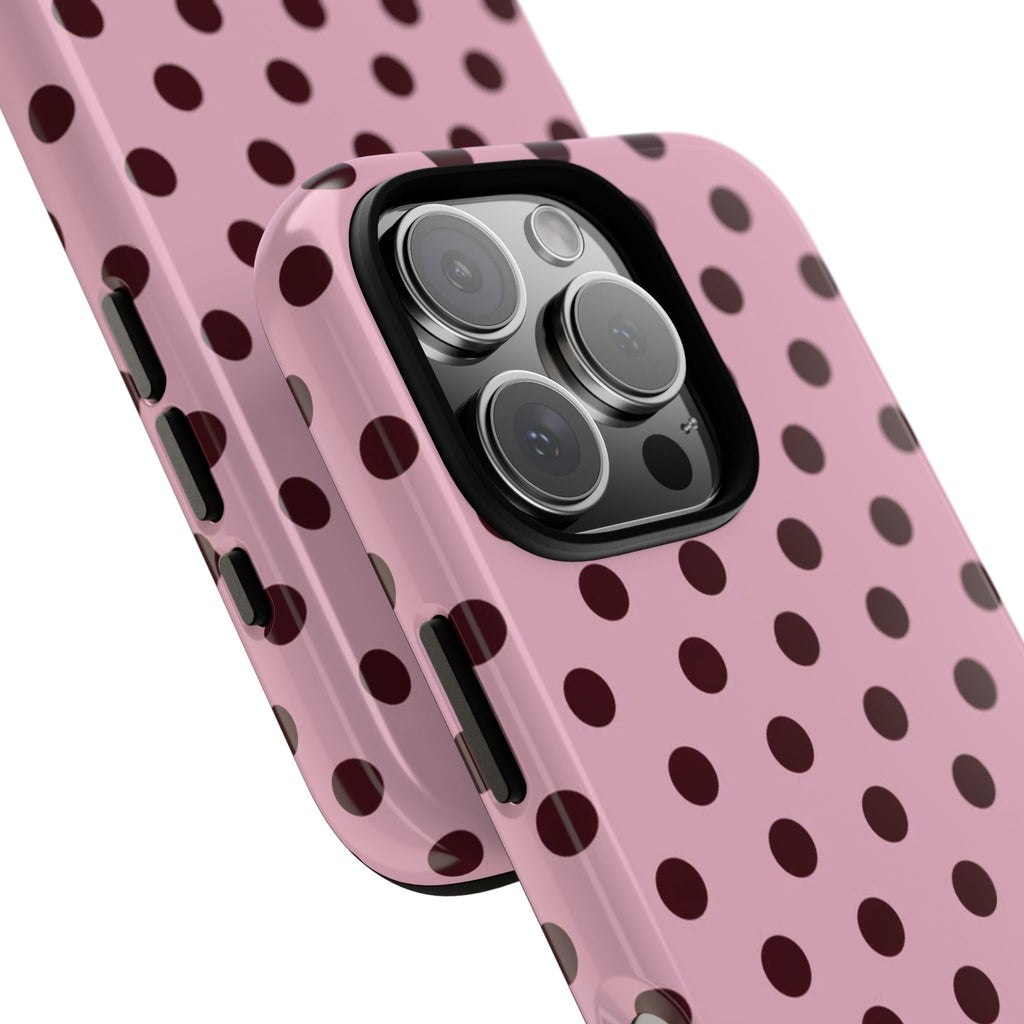 Pink Polka Dot Tough Phone Case – Protective iPhone Cover