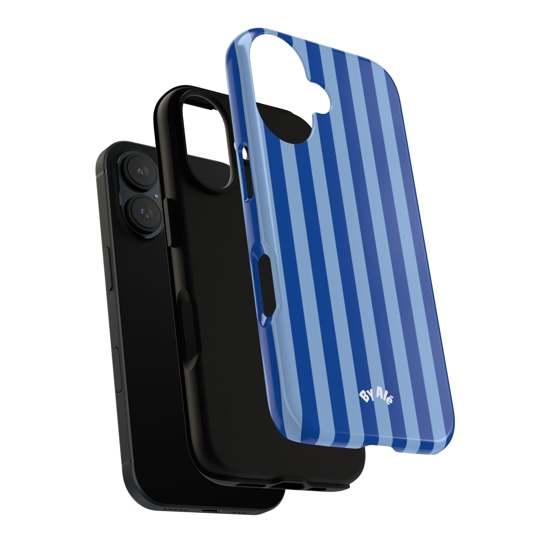 Blue Striped Tough Phone Case — Durable Protective iPhone Cover