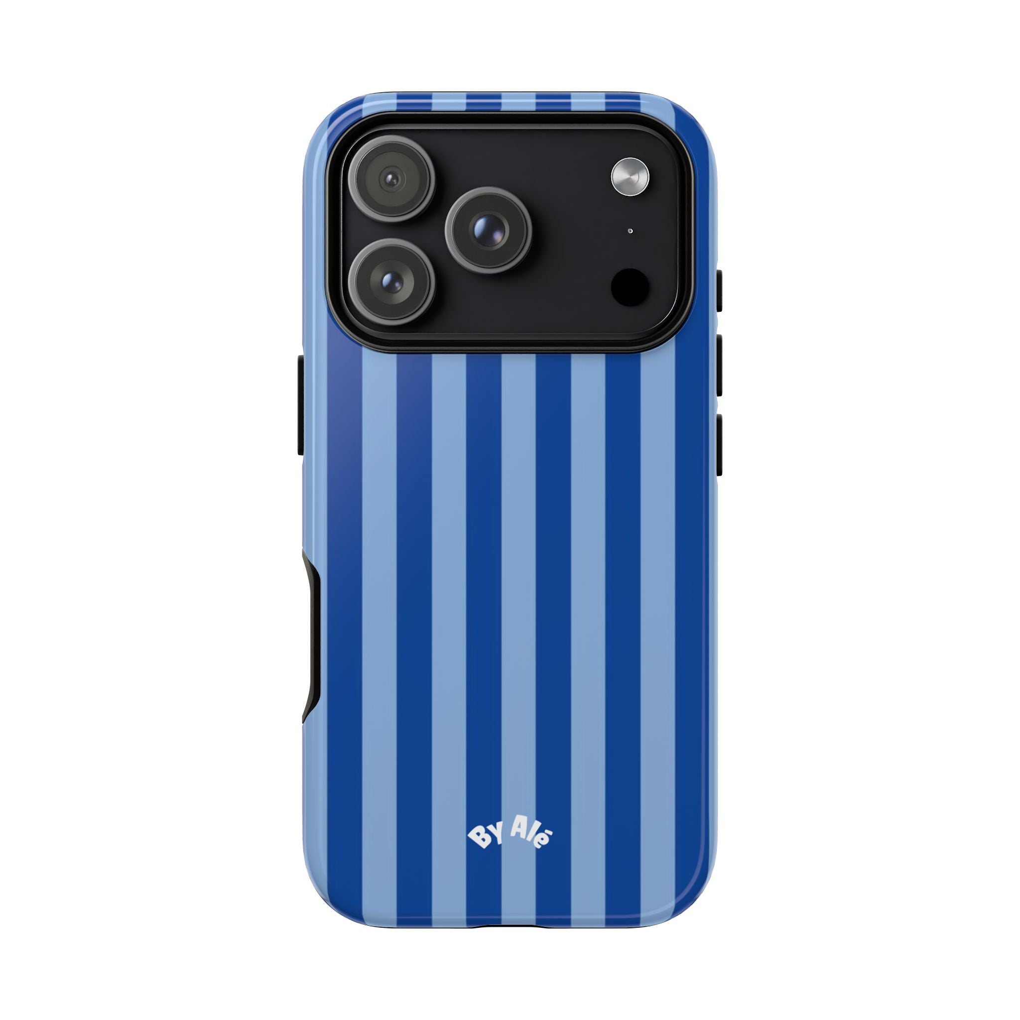 Blue Striped Tough Phone Case — Durable Protective iPhone Cover
