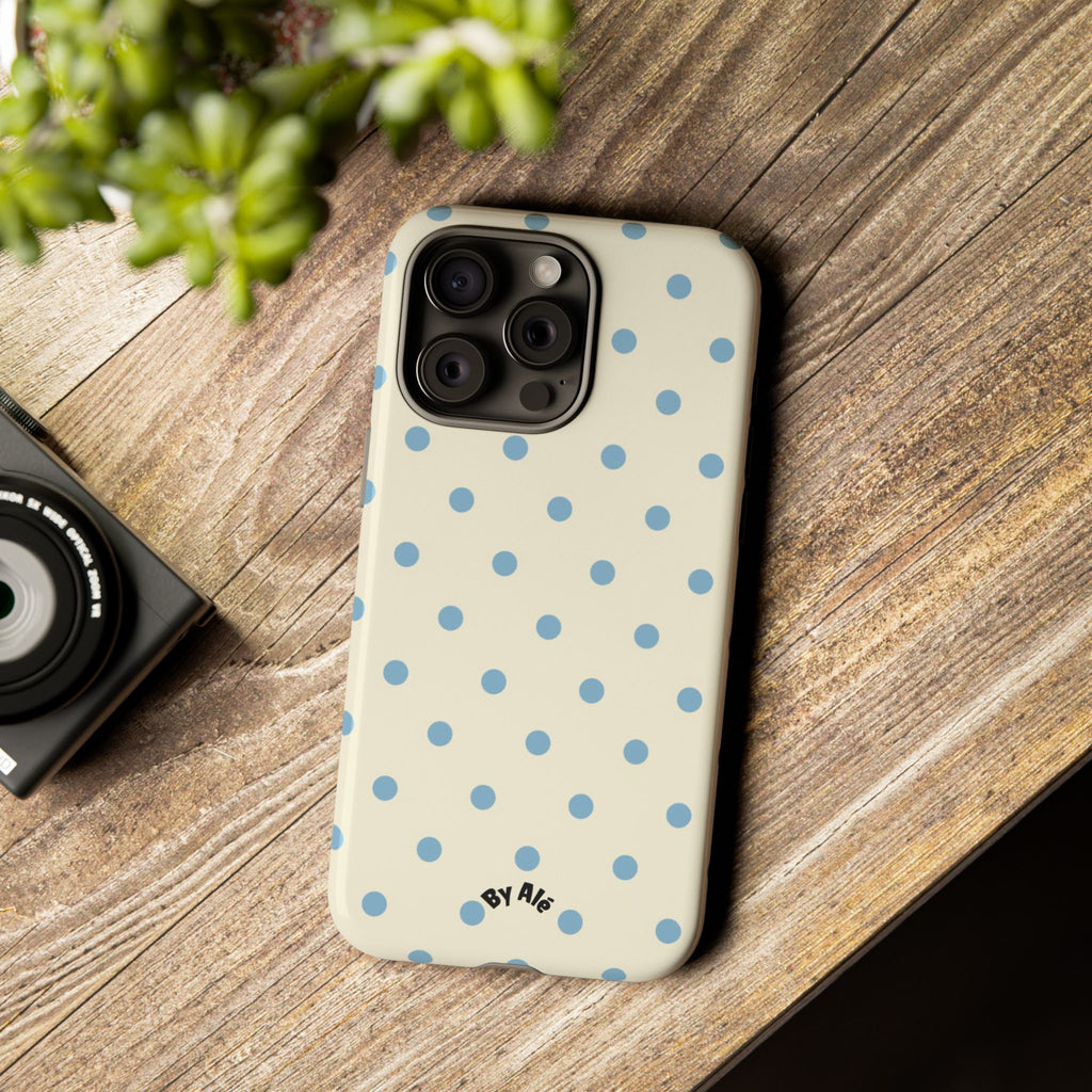 Pastel Blue Polka Dot Tough Phone Case — Cute Protective iPhone Cover