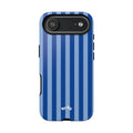 Blue Striped Tough Phone Case — Durable Protective iPhone Cover