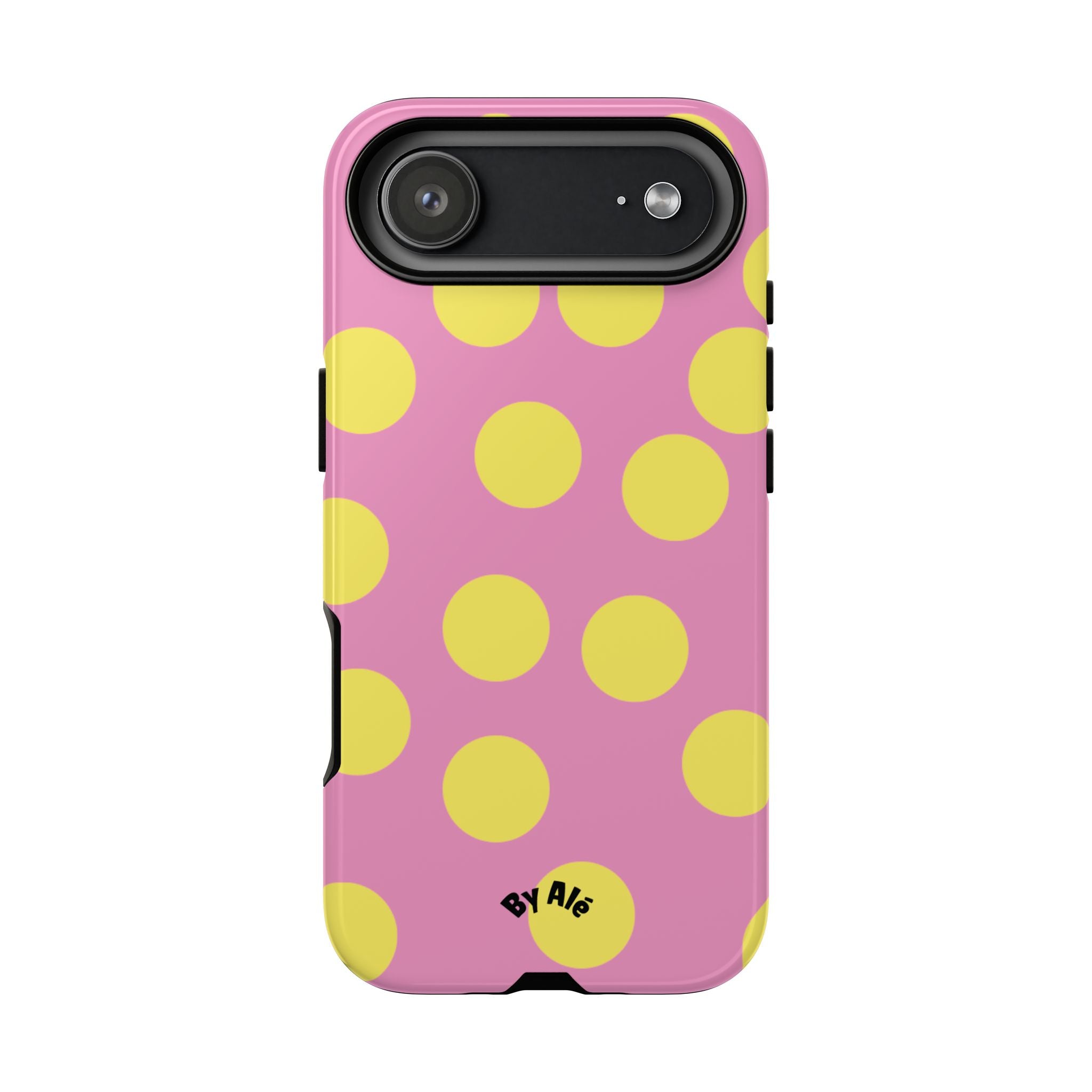 Yellow Polka Dot Tough Phone Case — Cute Pink Protective Cover