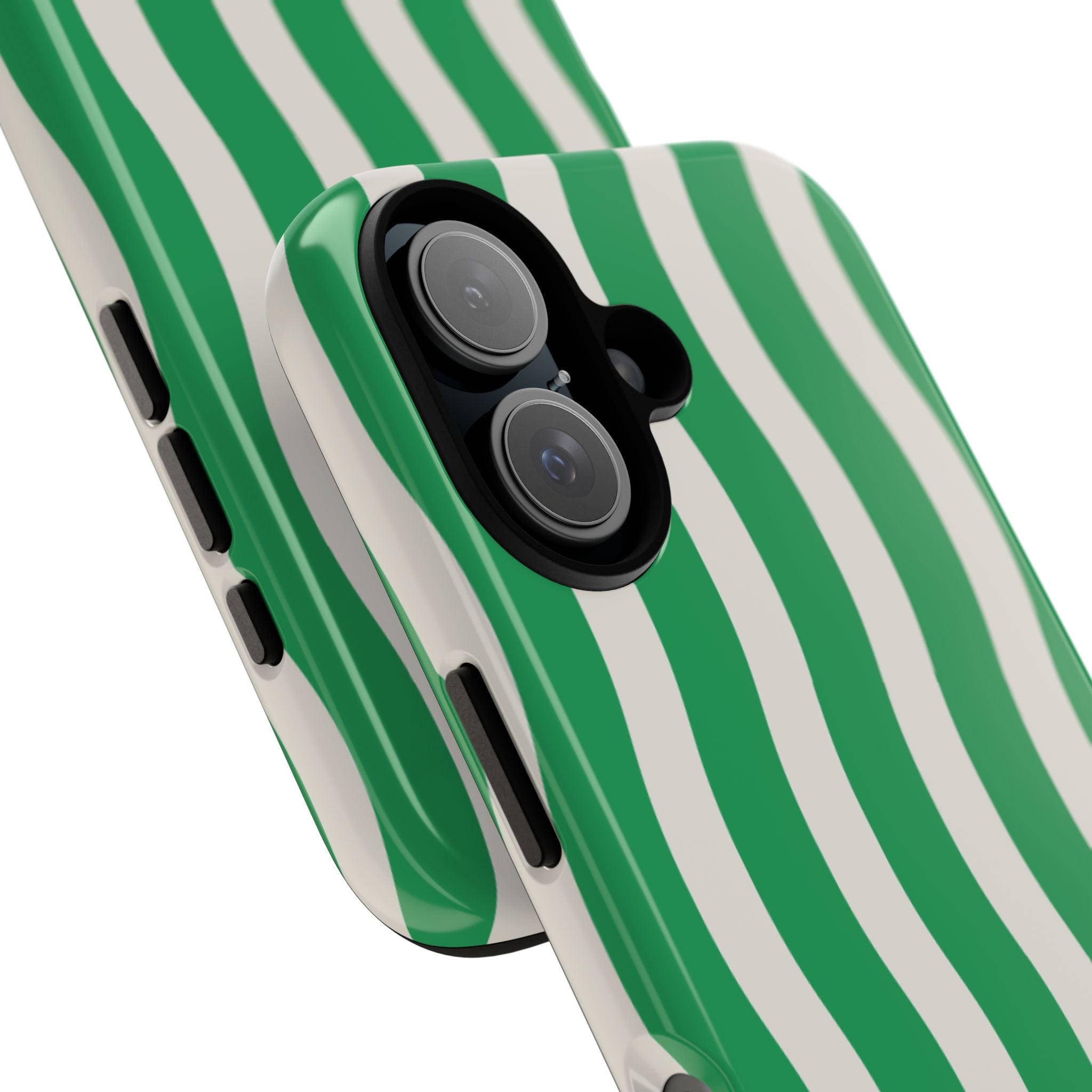 Green Wavy Stripe Tough Phone Case — Protective iPhone Cover with Retro Wave Pattern