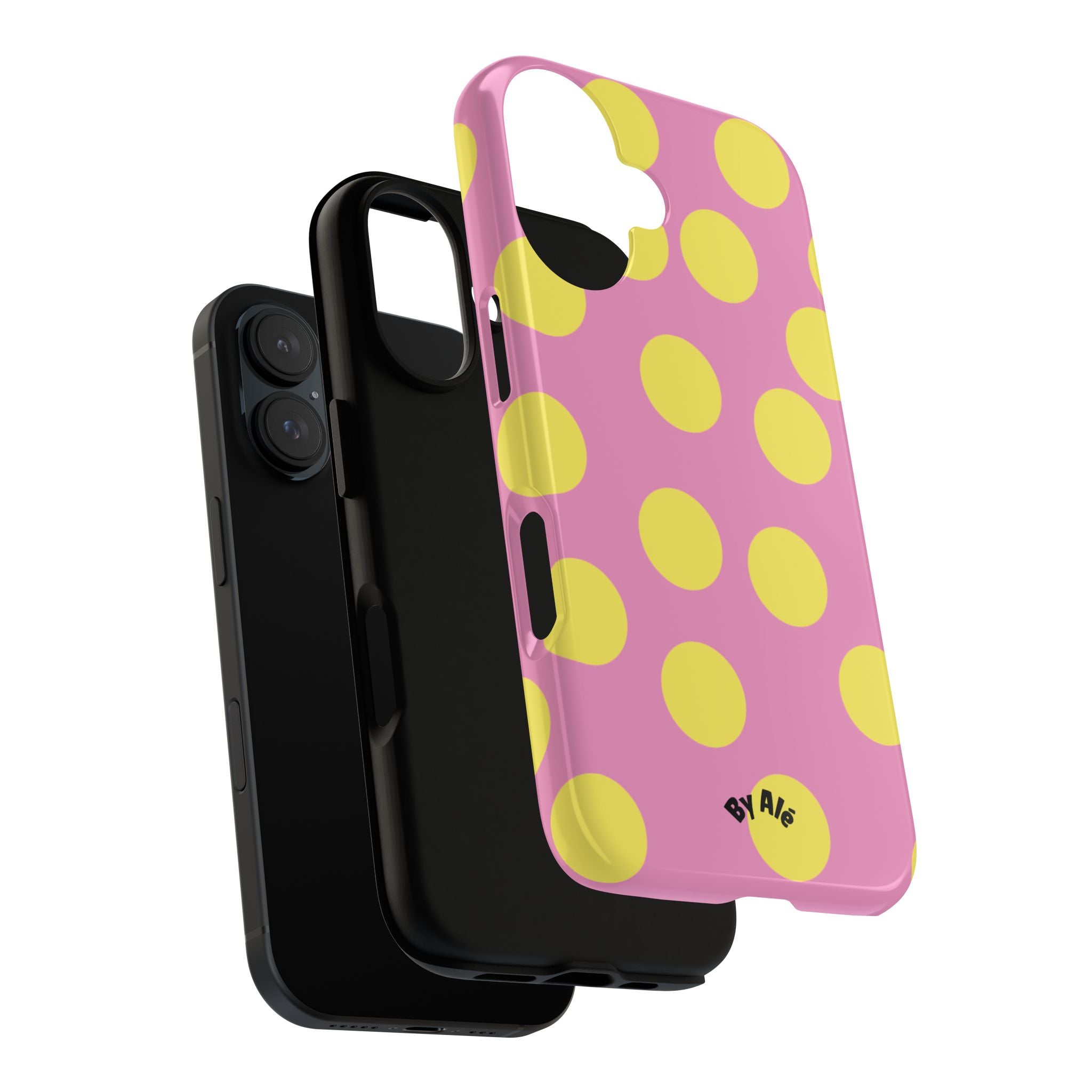 Yellow Polka Dot Tough Phone Case — Cute Pink Protective Cover