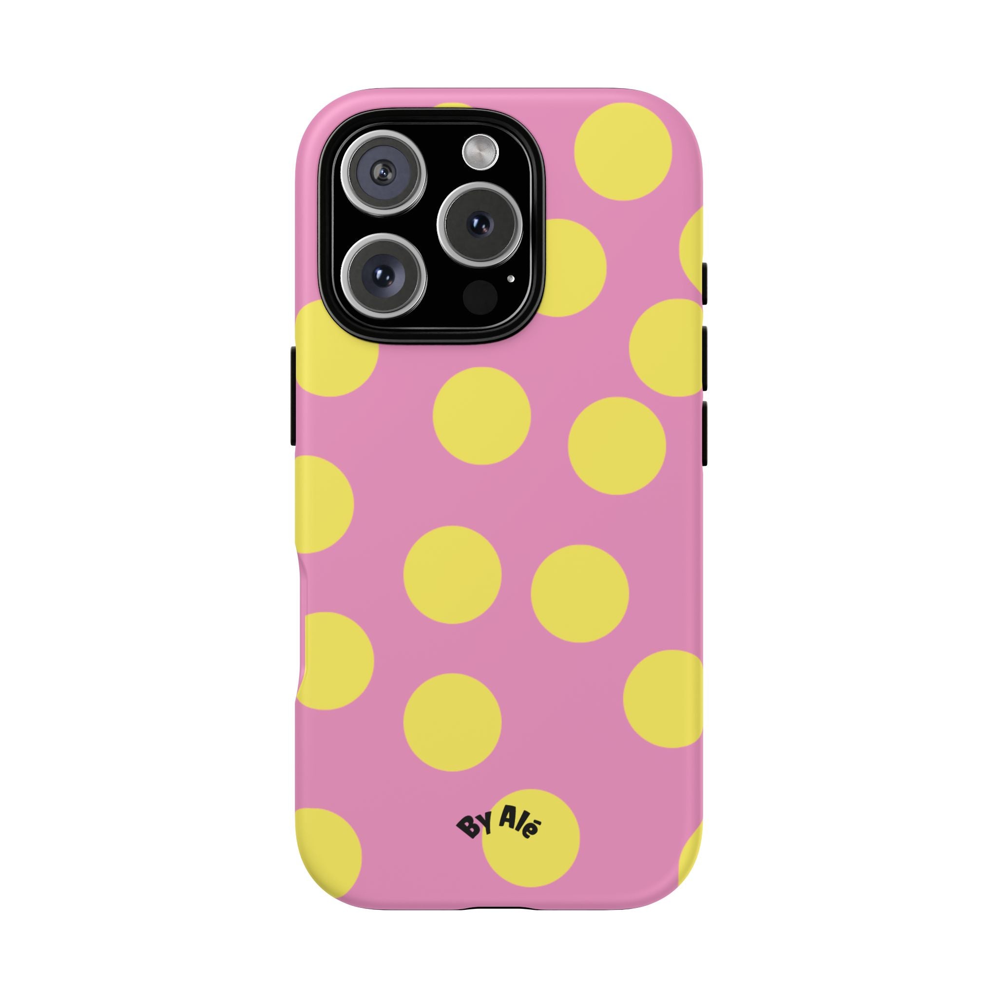 Yellow Polka Dot Tough Phone Case — Cute Pink Protective Cover