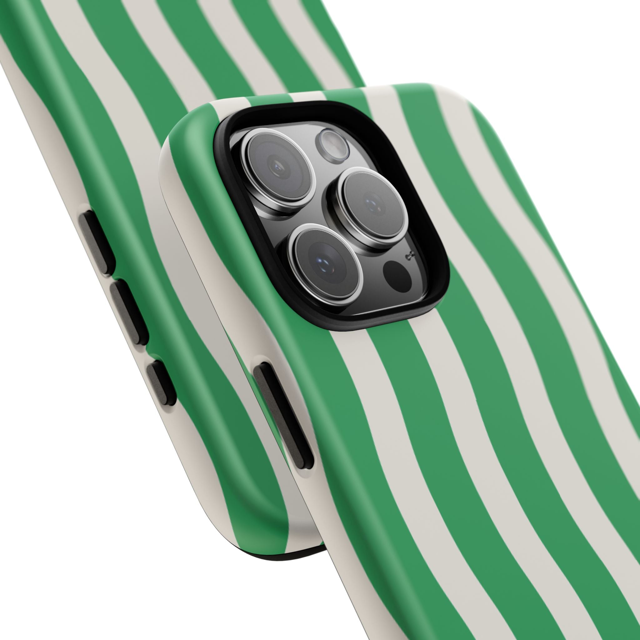 Green Wavy Stripe Tough Phone Case — Protective iPhone Cover with Retro Wave Pattern