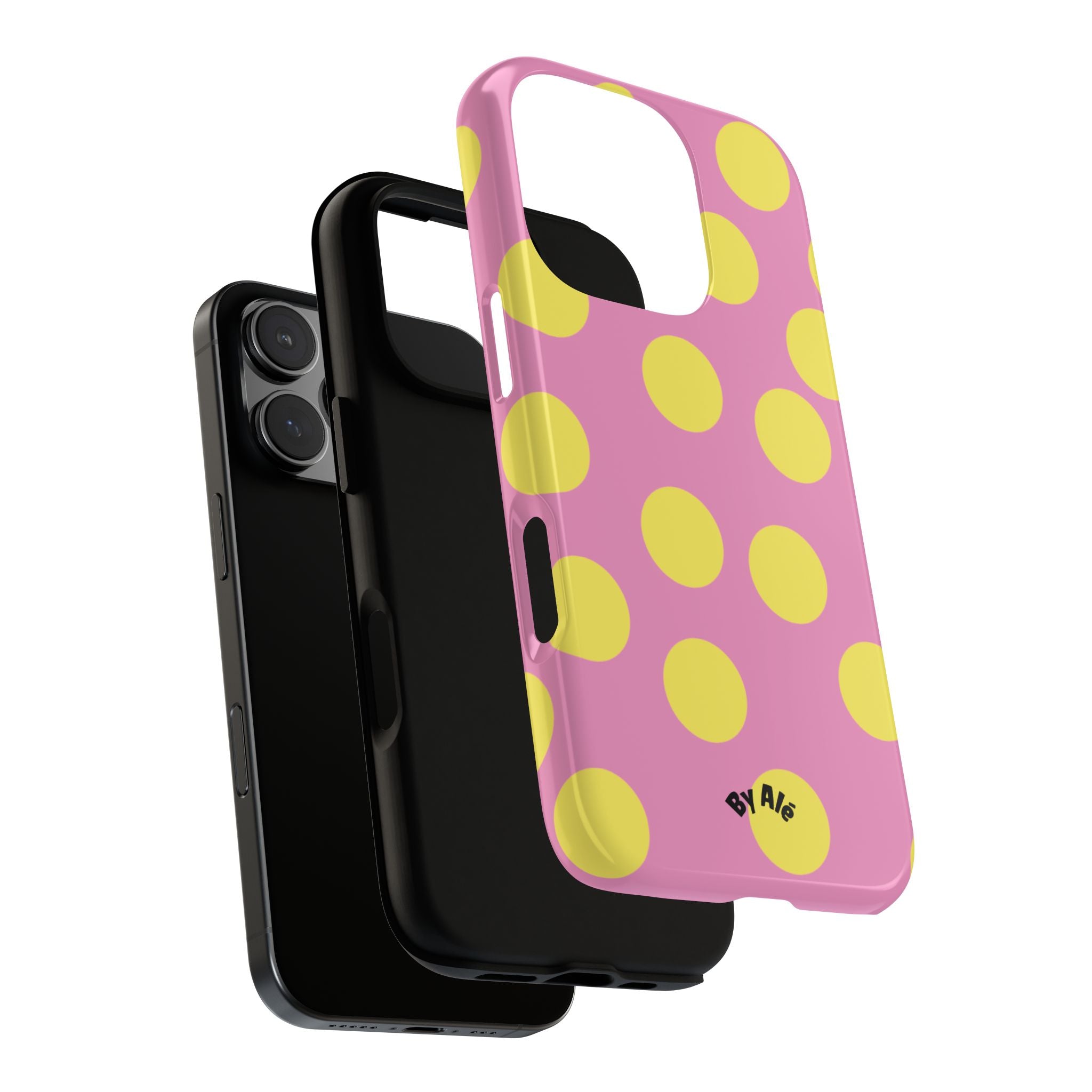 Yellow Polka Dot Tough Phone Case — Cute Pink Protective Cover