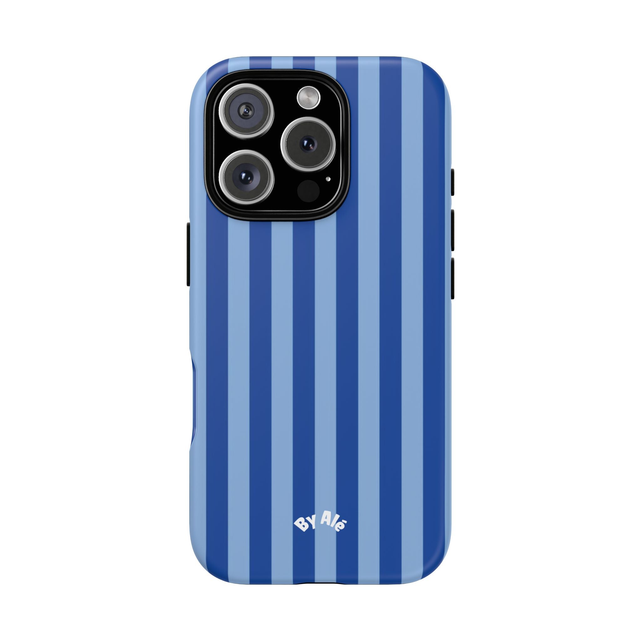 Blue Striped Tough Phone Case — Durable Protective iPhone Cover