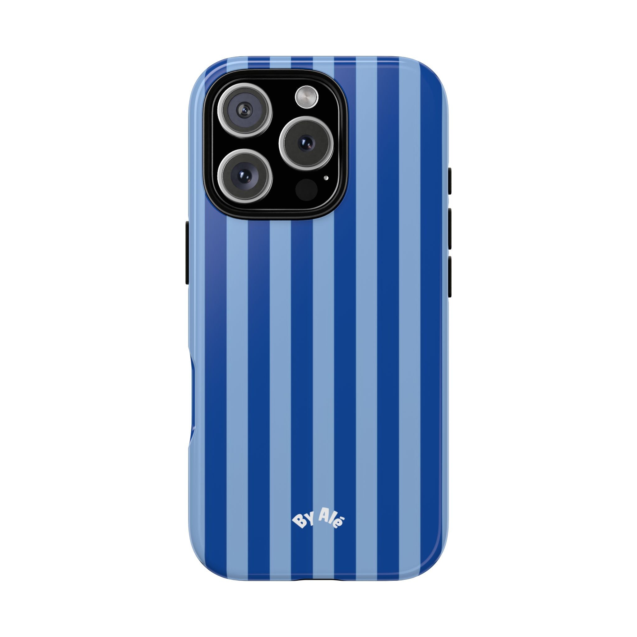 Blue Striped Tough Phone Case — Durable Protective iPhone Cover