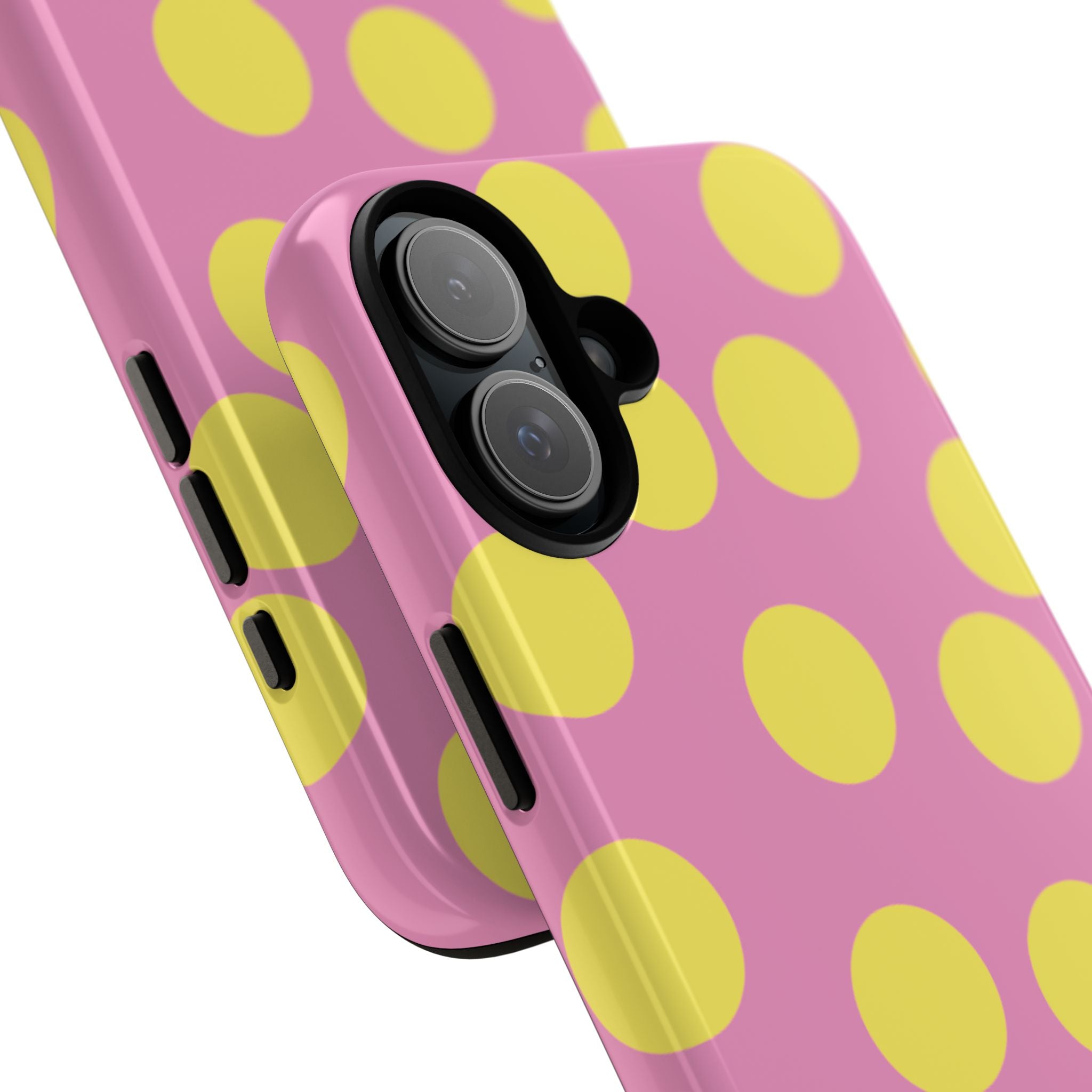 Yellow Polka Dot Tough Phone Case — Cute Pink Protective Cover