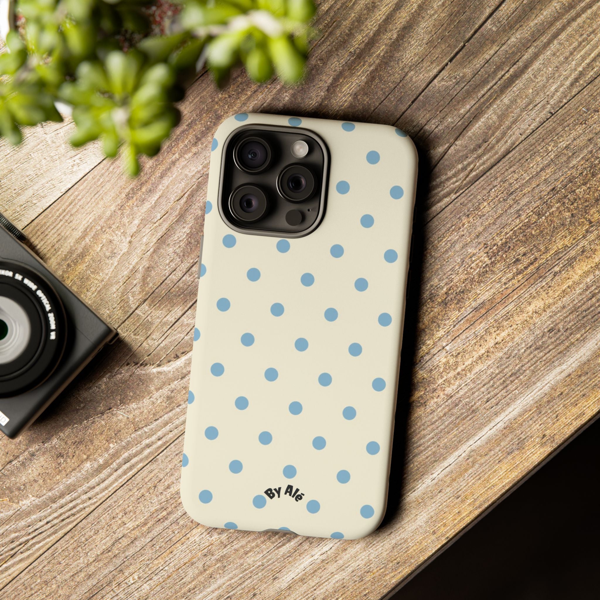 Pastel Blue Polka Dot Tough Phone Case — Cute Protective iPhone Cover