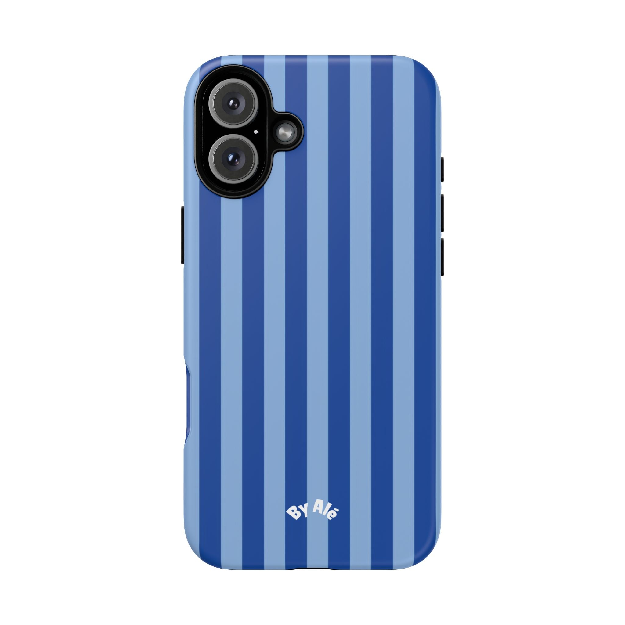 Blue Striped Tough Phone Case — Durable Protective iPhone Cover