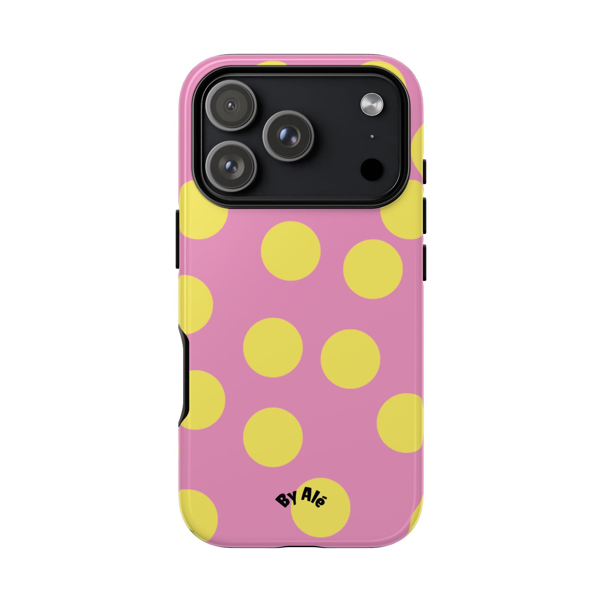 Yellow Polka Dot Tough Phone Case — Cute Pink Protective Cover
