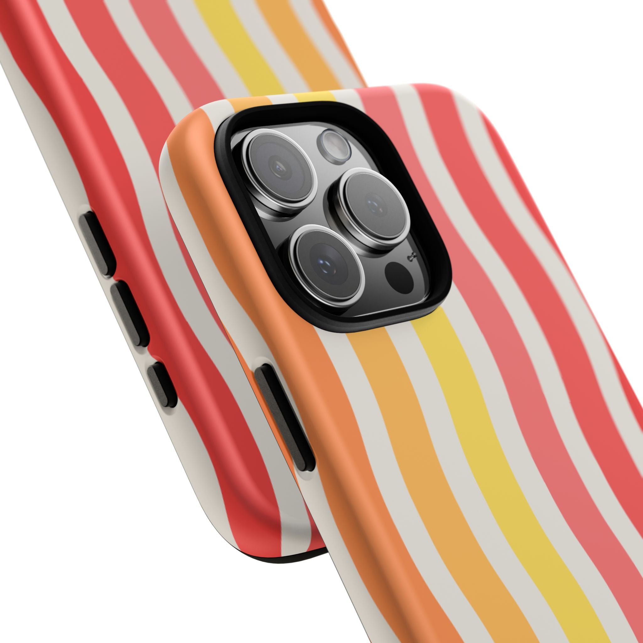 Retro Wavy Stripe Tough Phone Case — Red, Orange & Yellow Groove Design