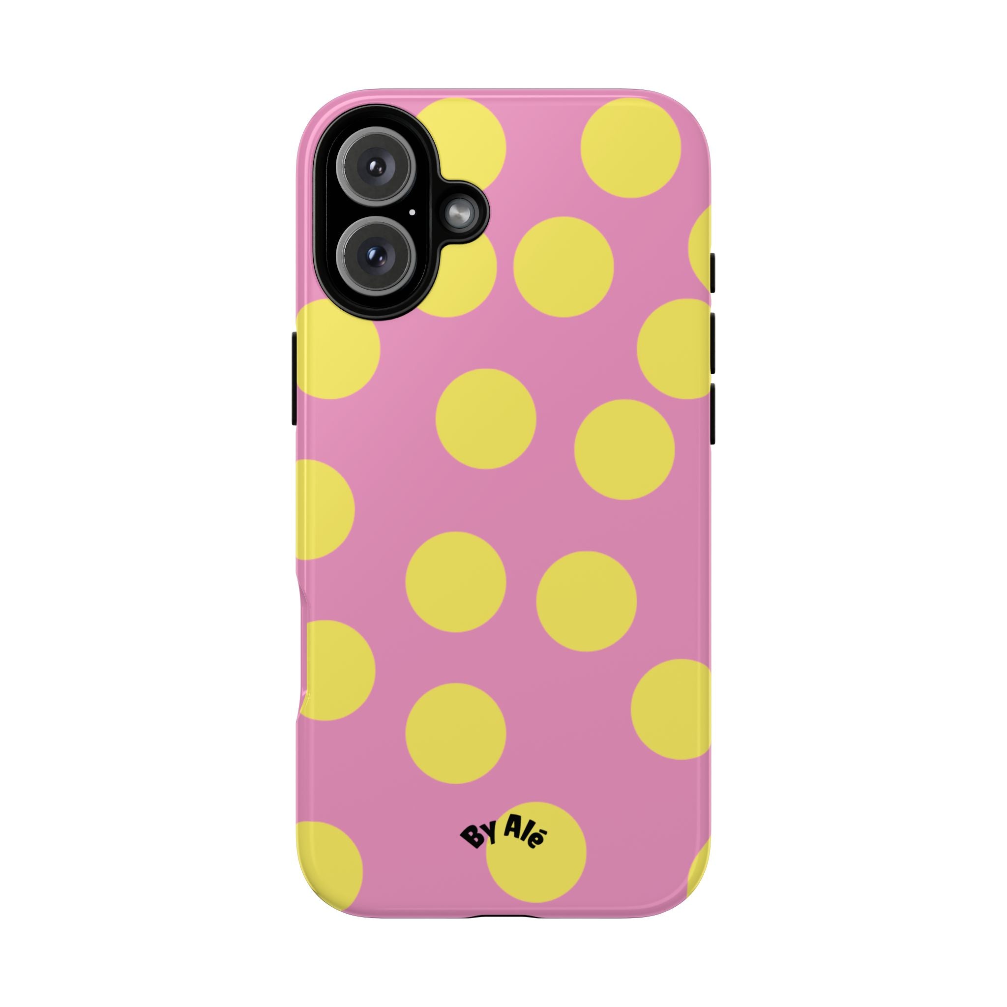 Yellow Polka Dot Tough Phone Case — Cute Pink Protective Cover