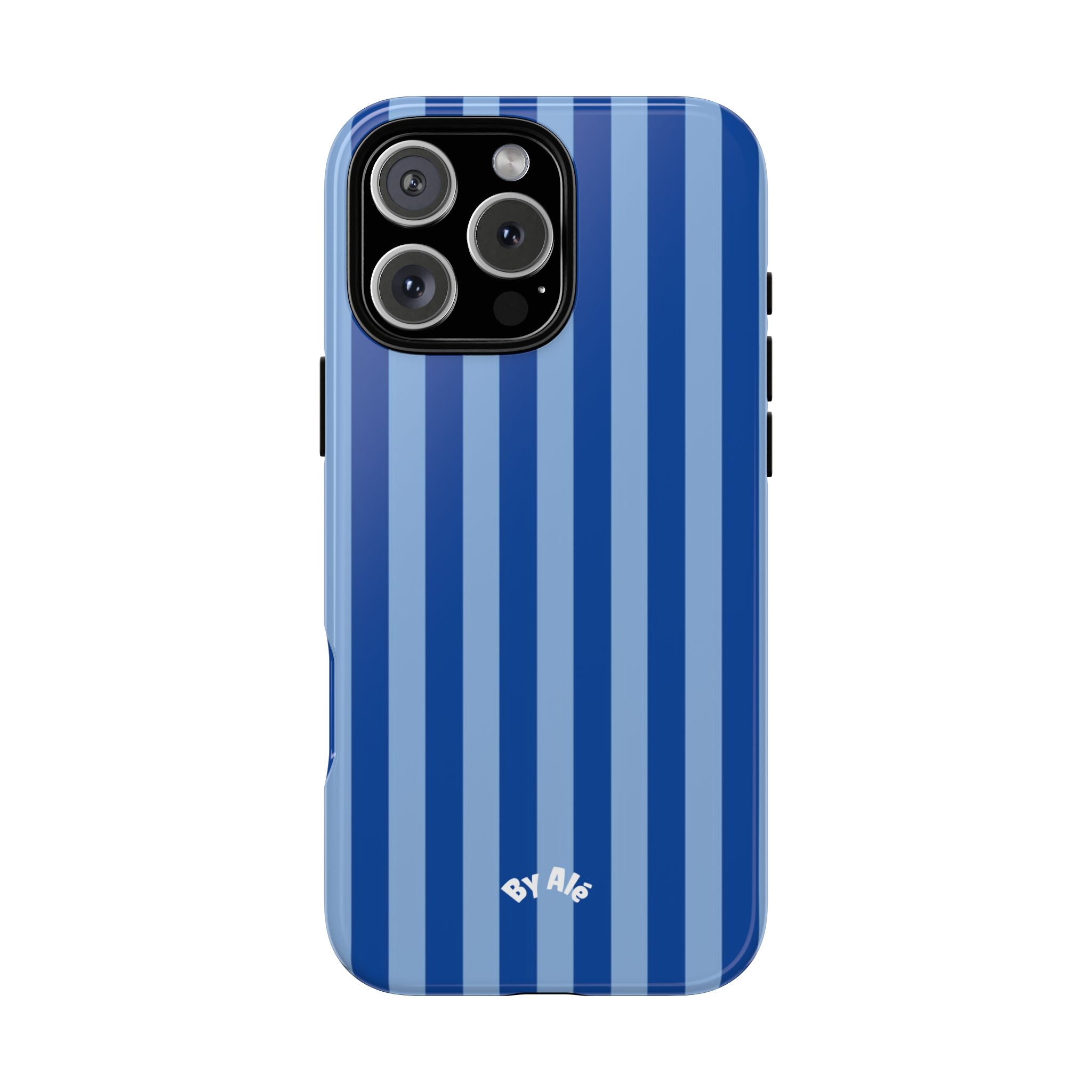 Blue Striped Tough Phone Case — Durable Protective iPhone Cover