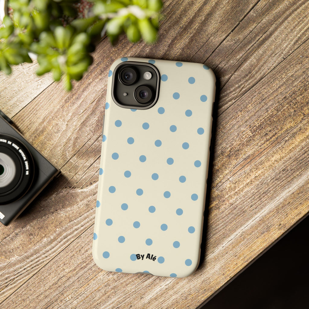 Pastel Blue Polka Dot Tough Phone Case — Cute Protective iPhone Cover