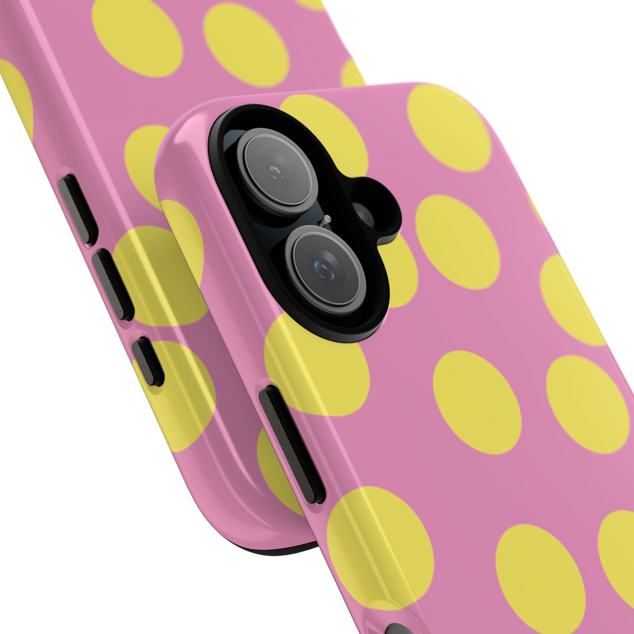 Yellow Polka Dot Tough Phone Case — Cute Pink Protective Cover