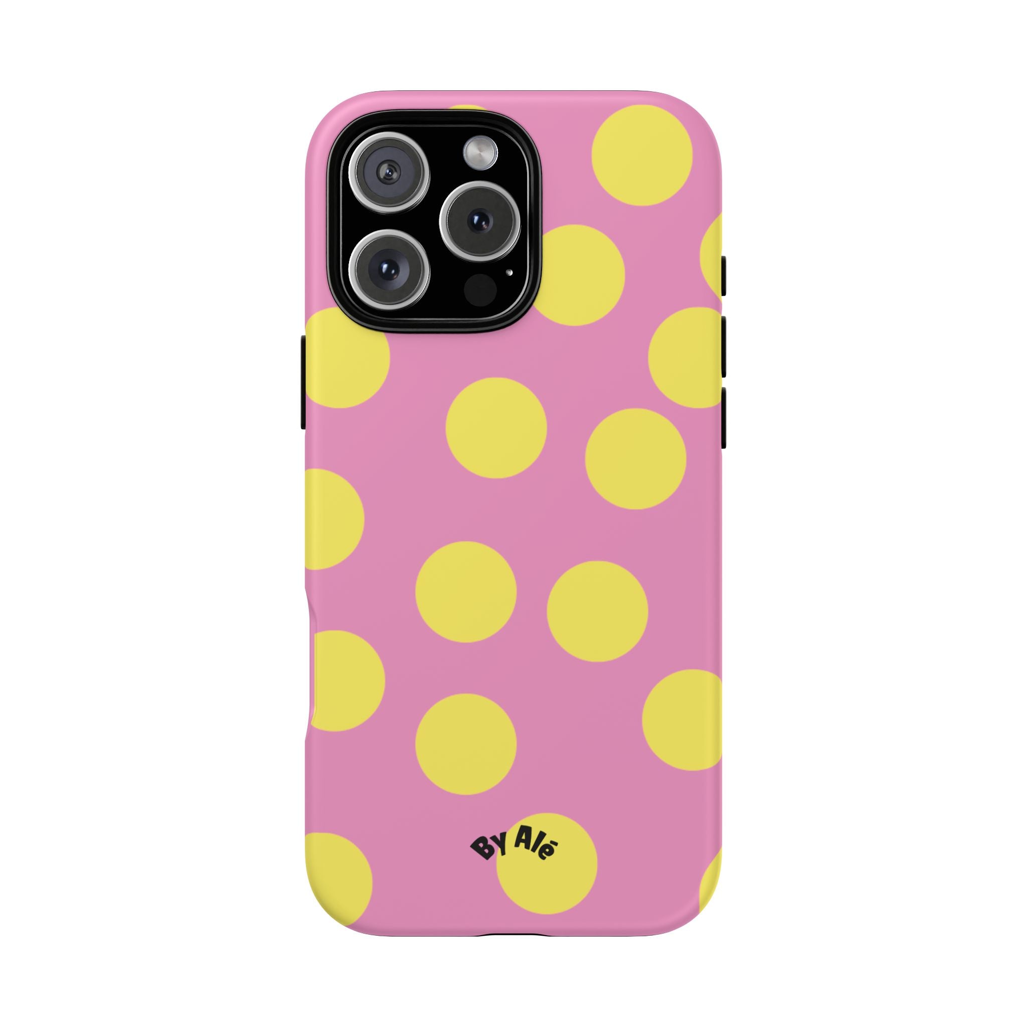 Yellow Polka Dot Tough Phone Case — Cute Pink Protective Cover