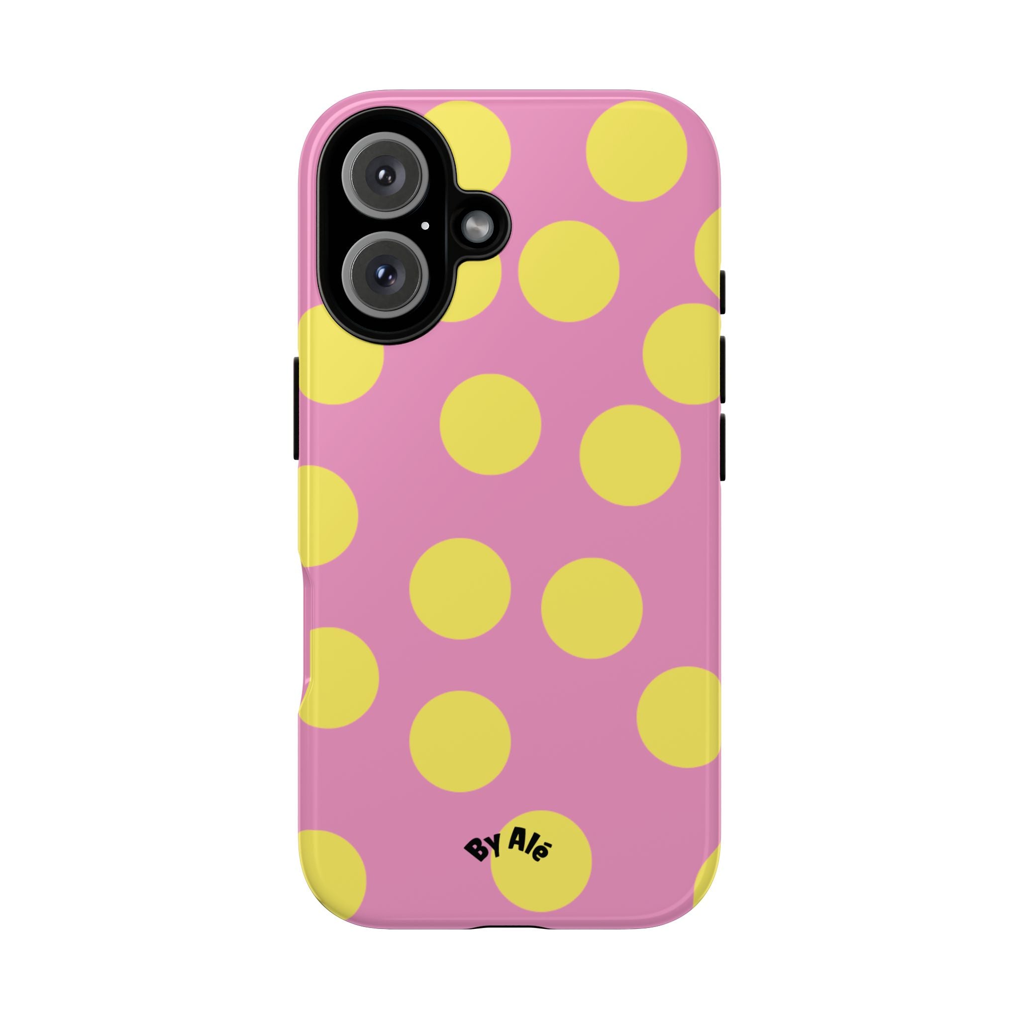 Yellow Polka Dot Tough Phone Case — Cute Pink Protective Cover