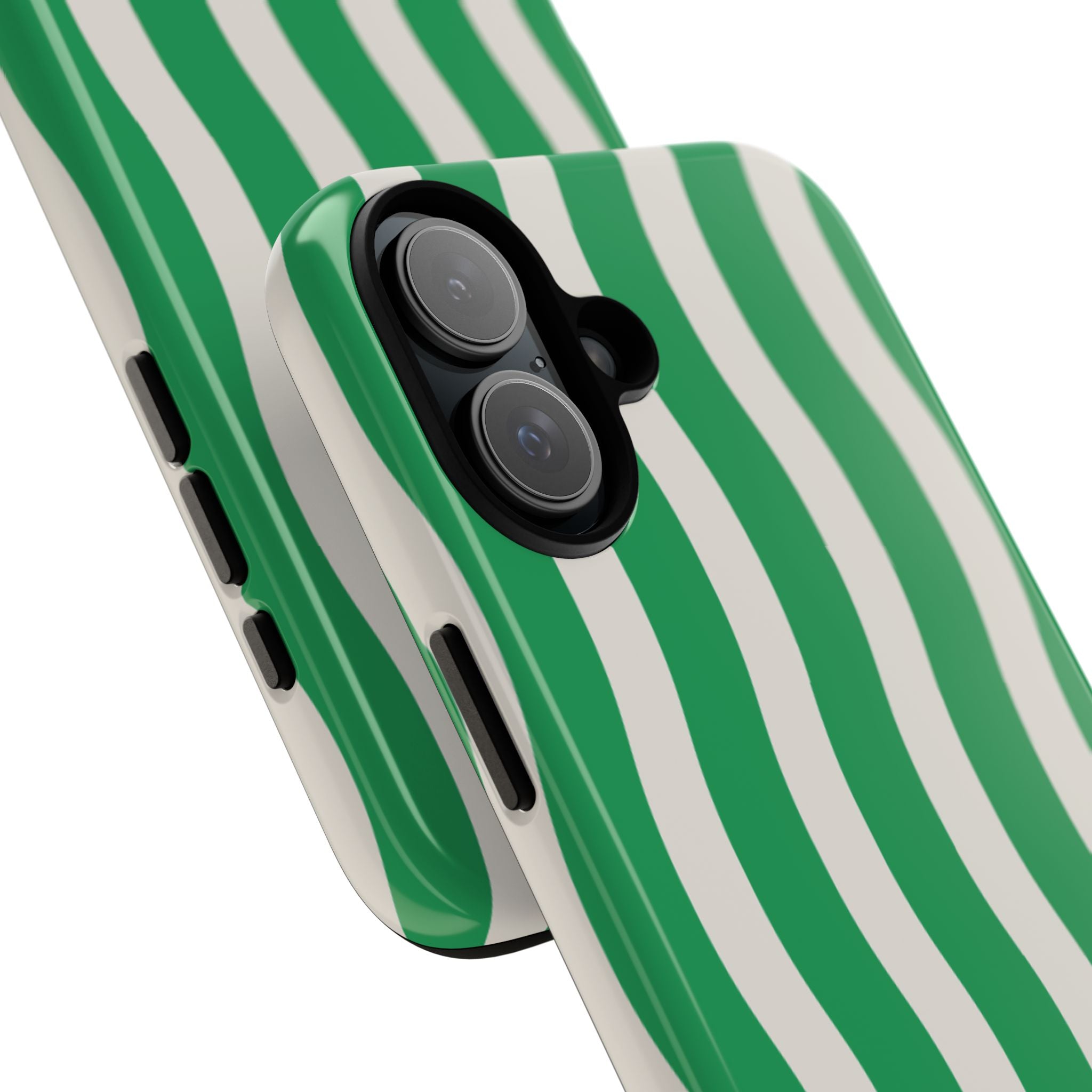 Green Wavy Stripe Tough Phone Case — Protective iPhone Cover with Retro Wave Pattern
