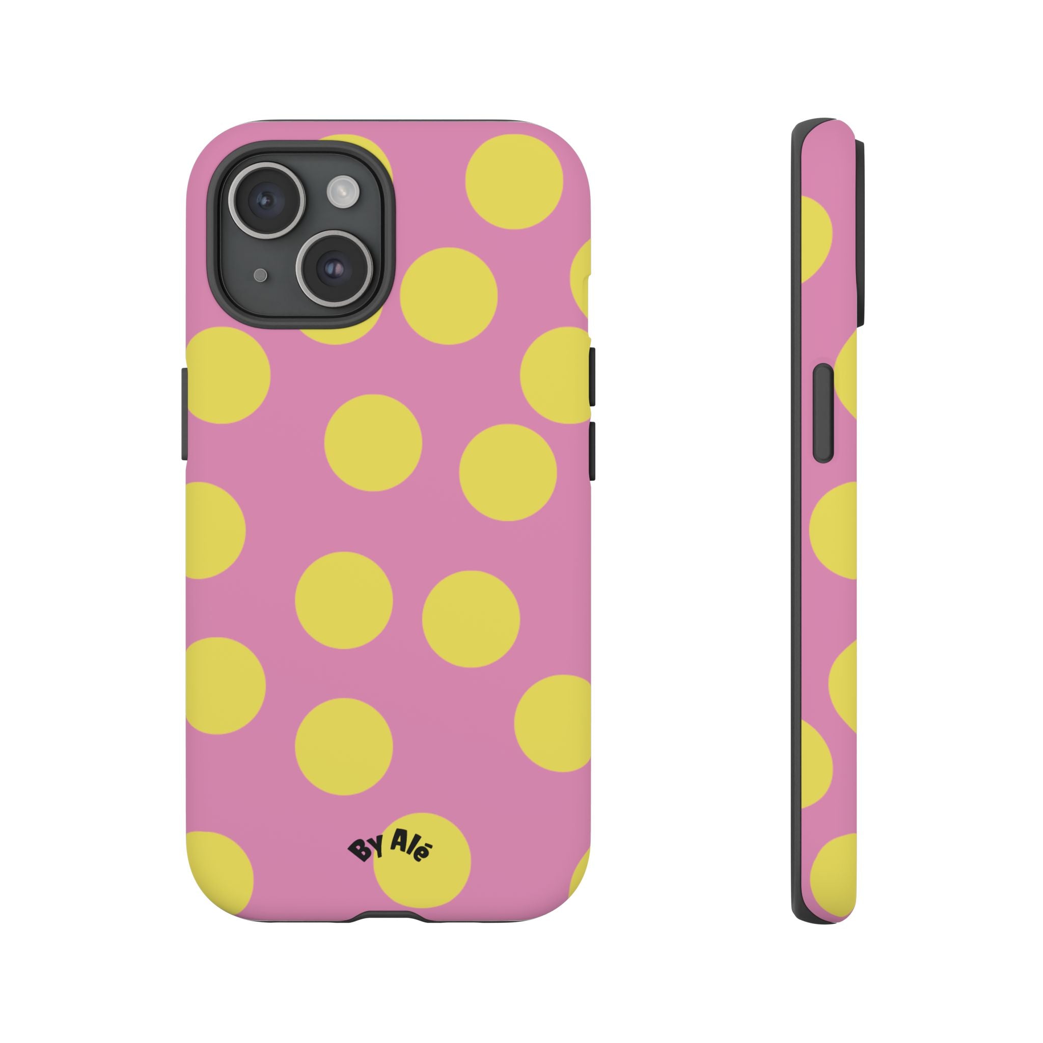 Yellow Polka Dot Tough Phone Case — Cute Pink Protective Cover