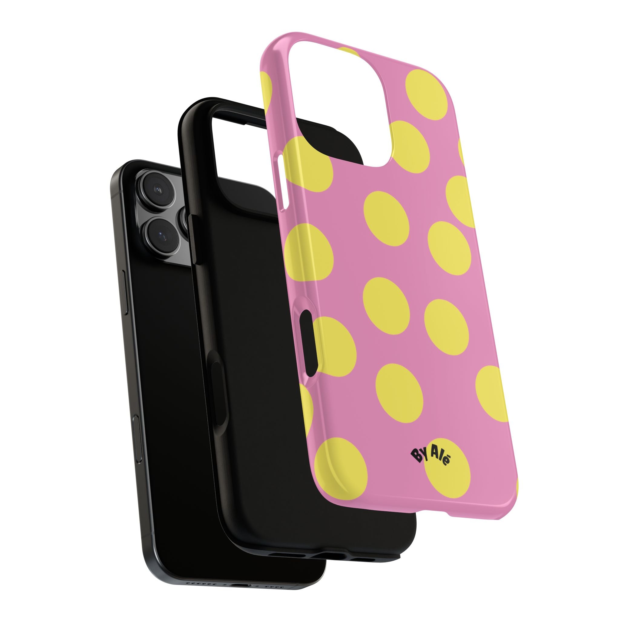Yellow Polka Dot Tough Phone Case — Cute Pink Protective Cover