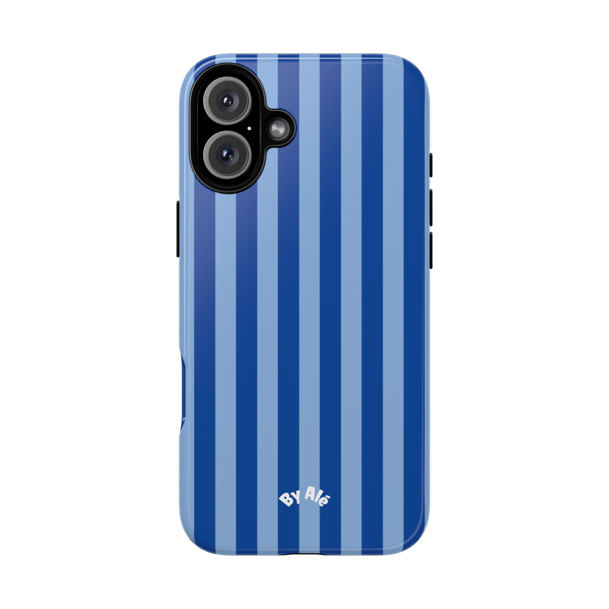 Blue Striped Tough Phone Case — Durable Protective iPhone Cover