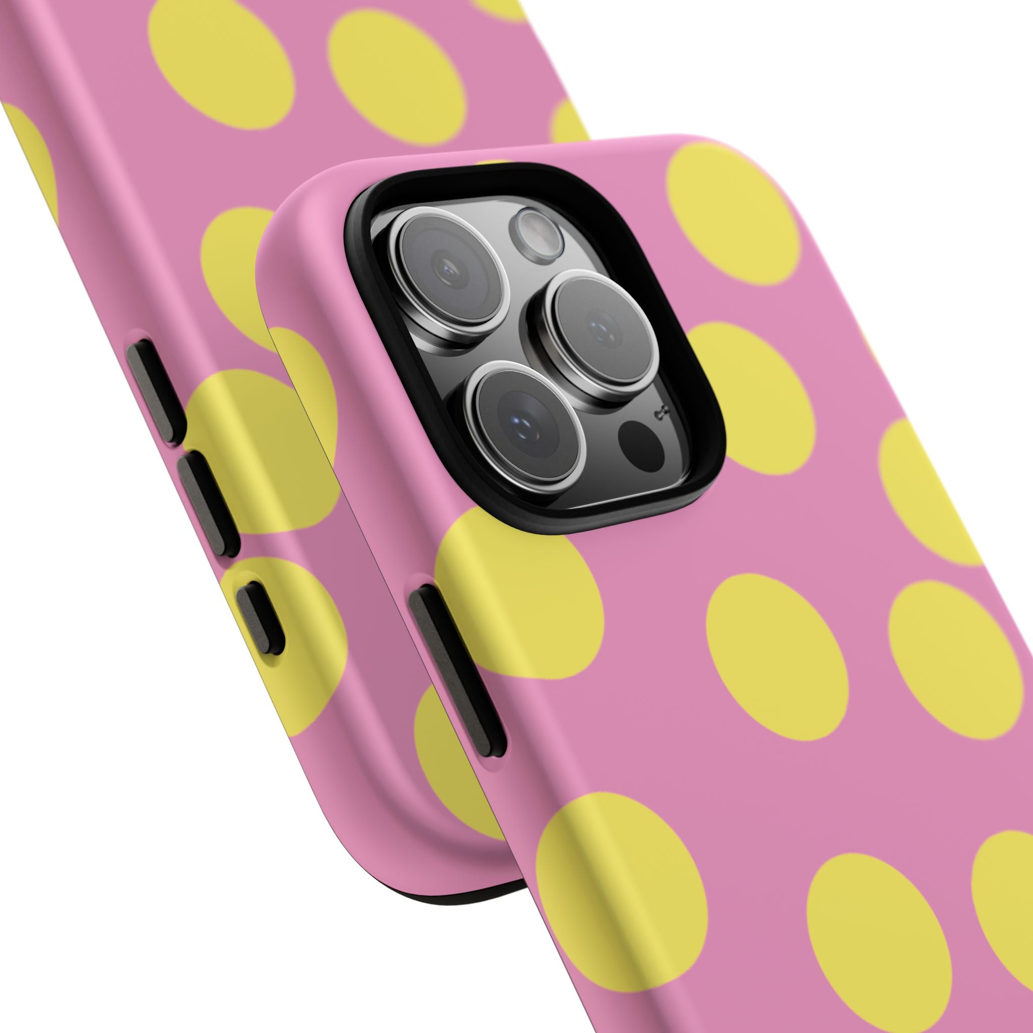 Yellow Polka Dot Tough Phone Case — Cute Pink Protective Cover