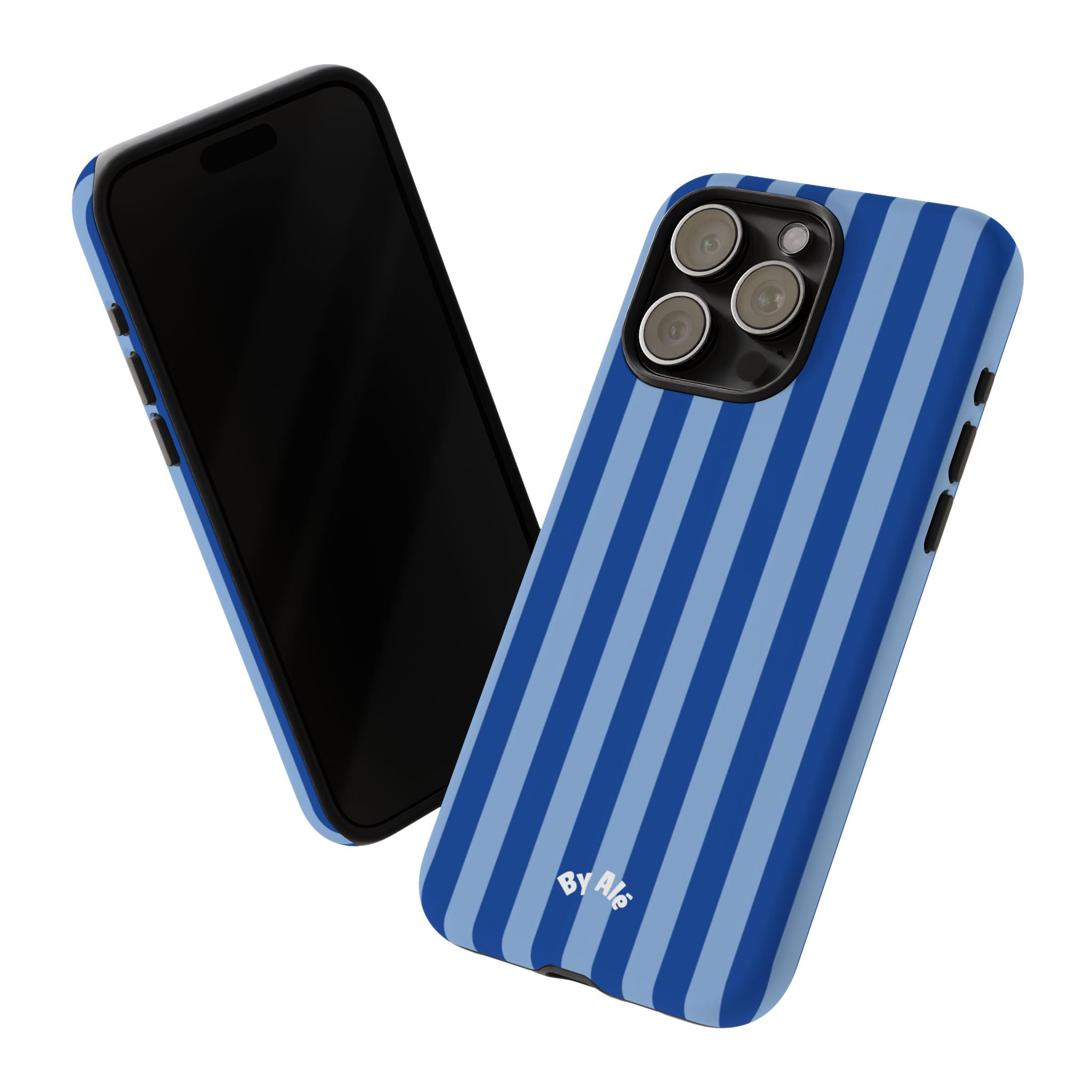 Blue Striped Tough Phone Case — Durable Protective iPhone Cover