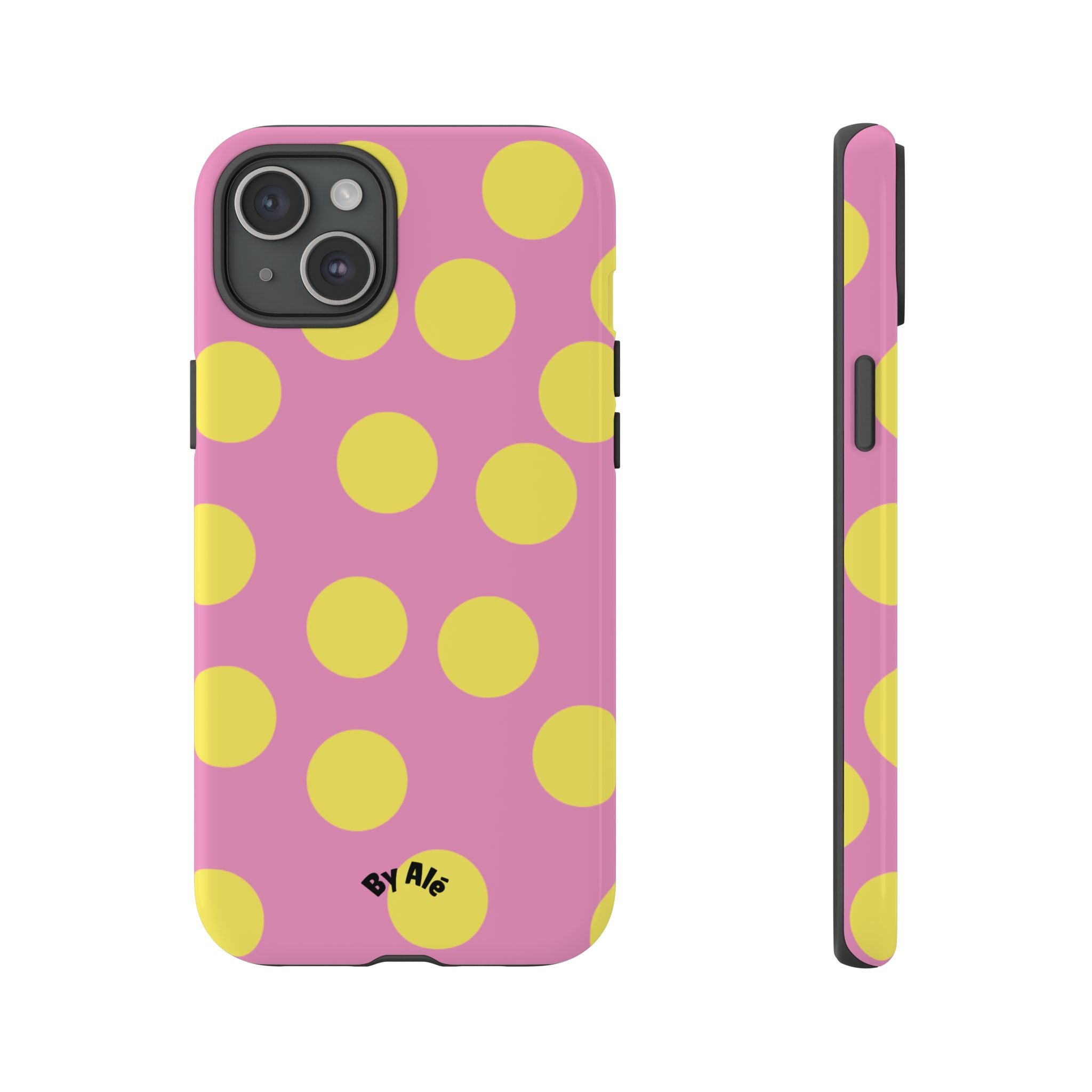Yellow Polka Dot Tough Phone Case — Cute Pink Protective Cover