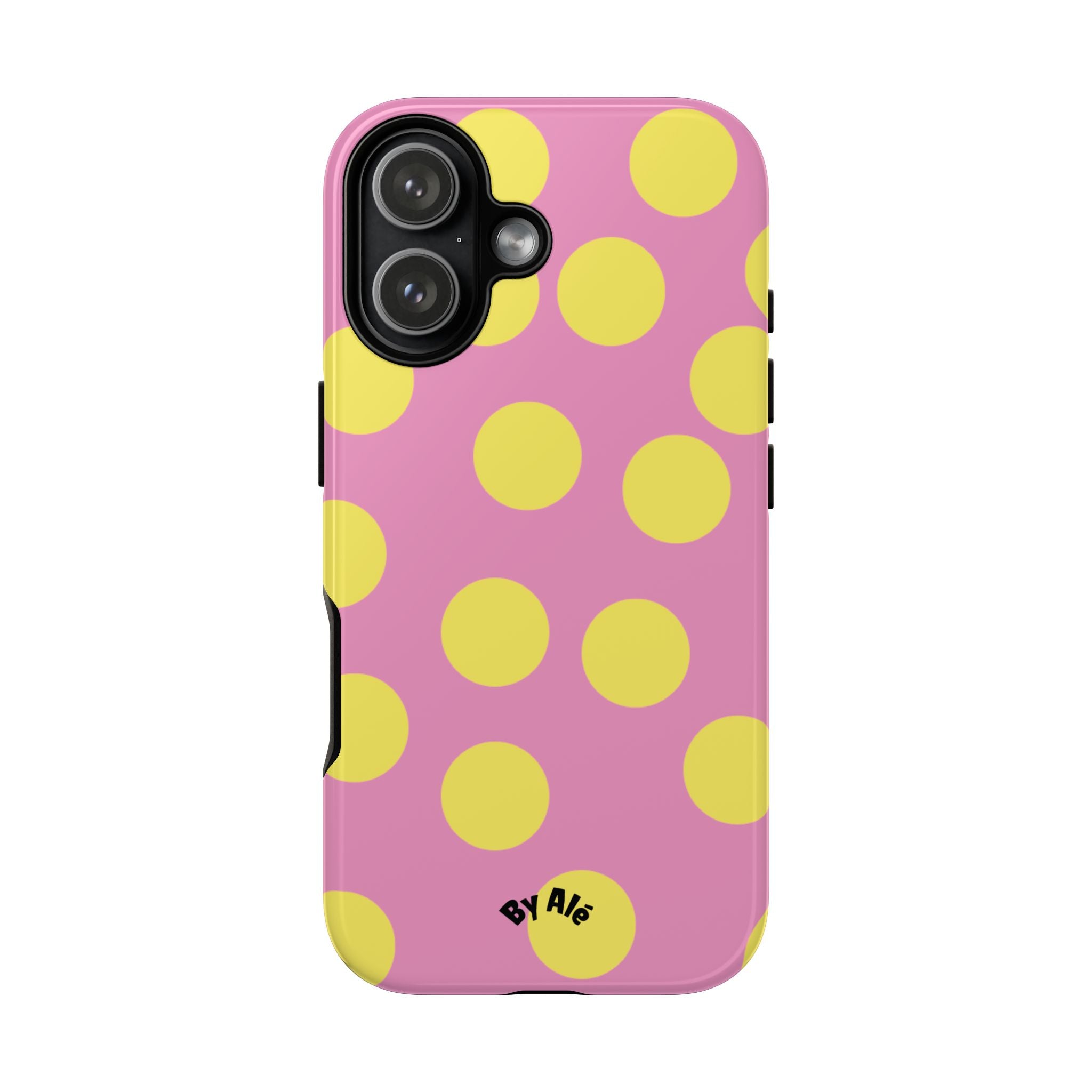Yellow Polka Dot Tough Phone Case — Cute Pink Protective Cover