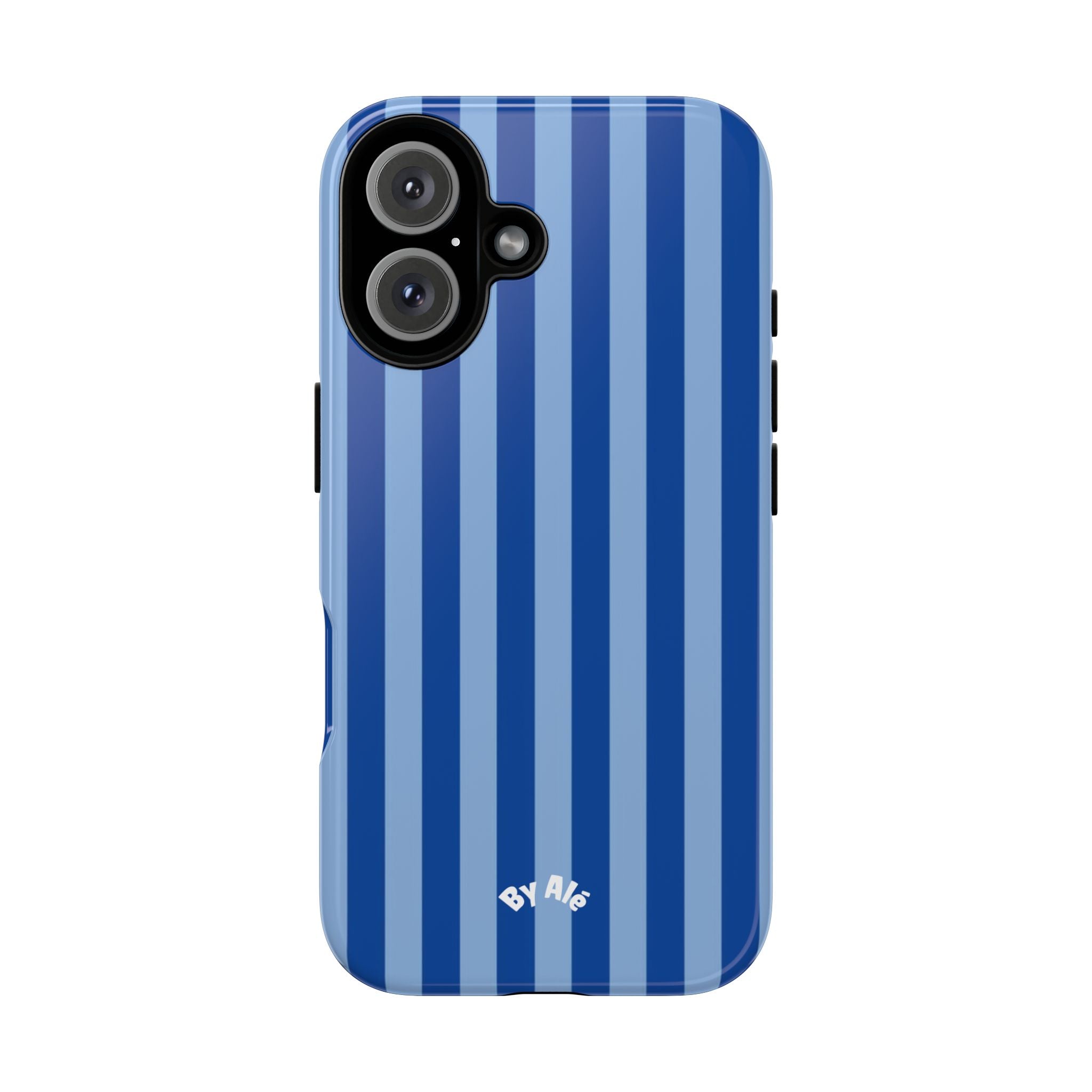 Blue Striped Tough Phone Case — Durable Protective iPhone Cover