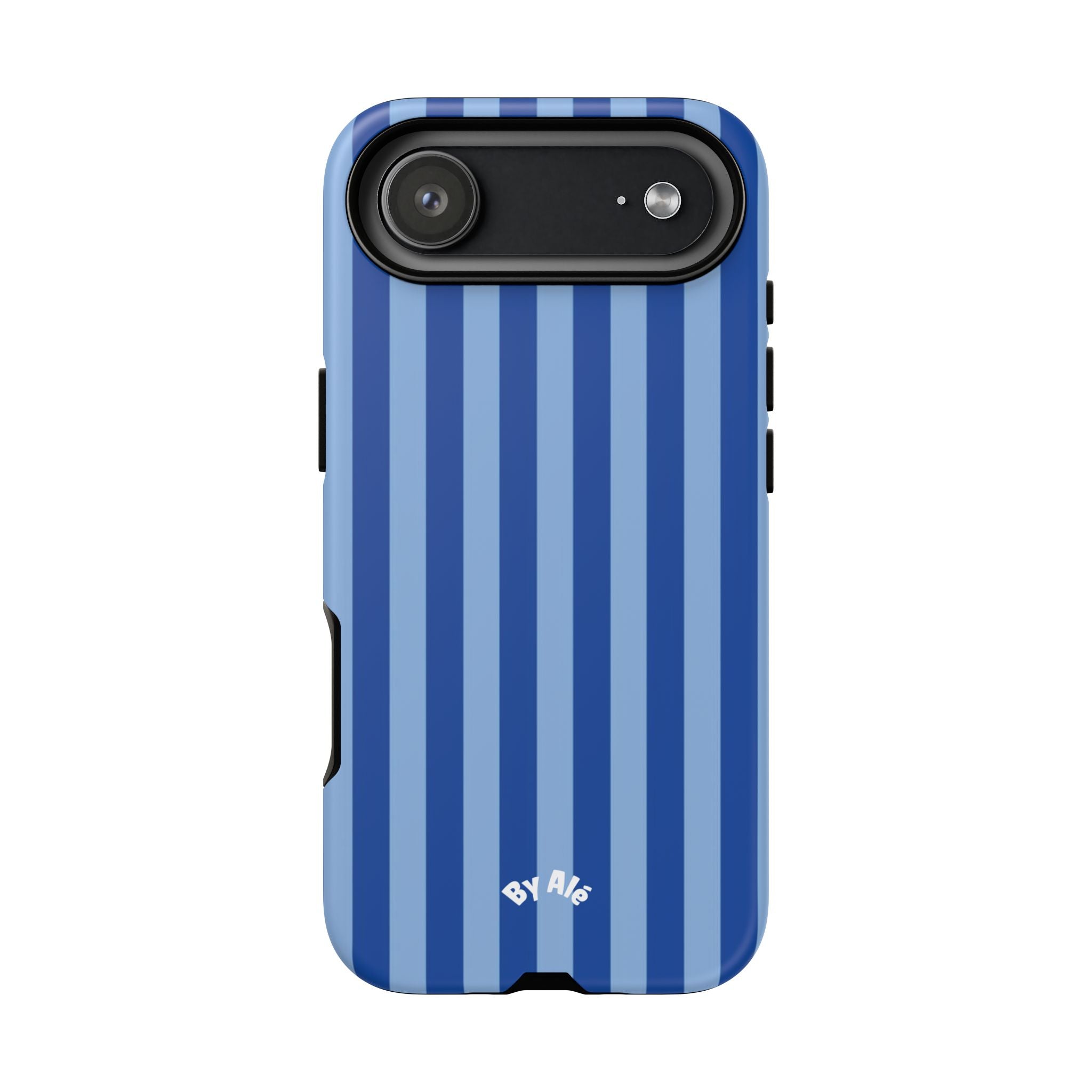 Blue Striped Tough Phone Case — Durable Protective iPhone Cover