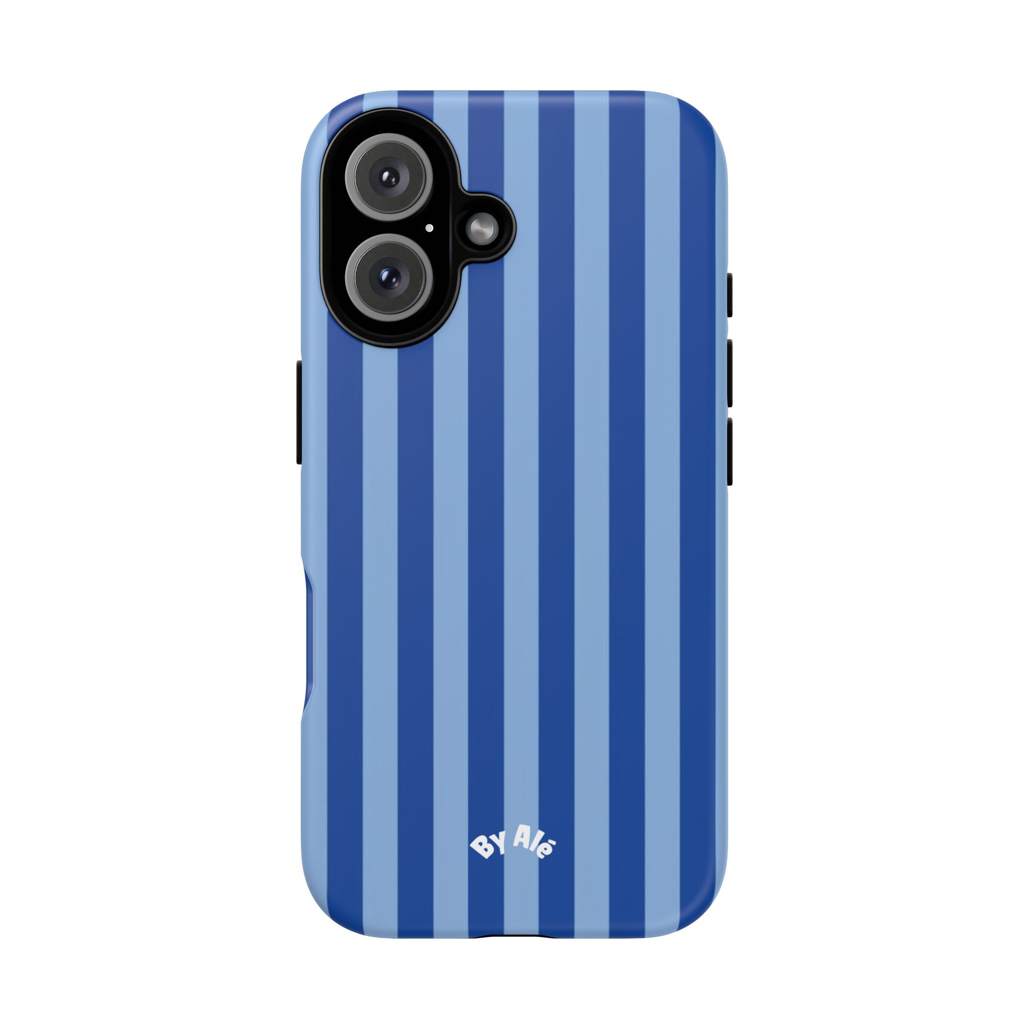 Blue Striped Tough Phone Case — Durable Protective iPhone Cover
